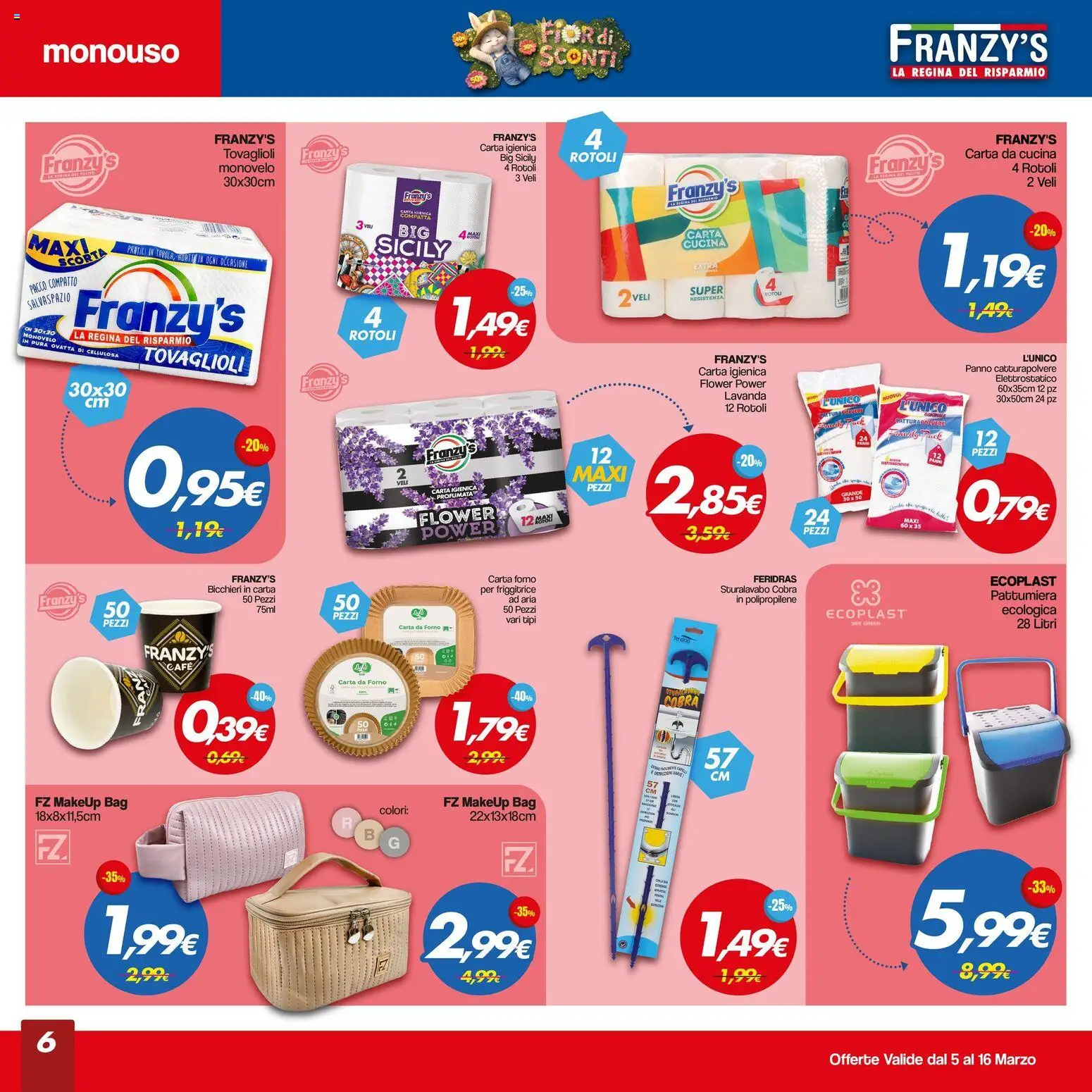 Volantino Franzy's del 05.03.2026 | Pagina: 6 | Prodotti: Pattumiera, Forno, Carta forno, Friggitrice