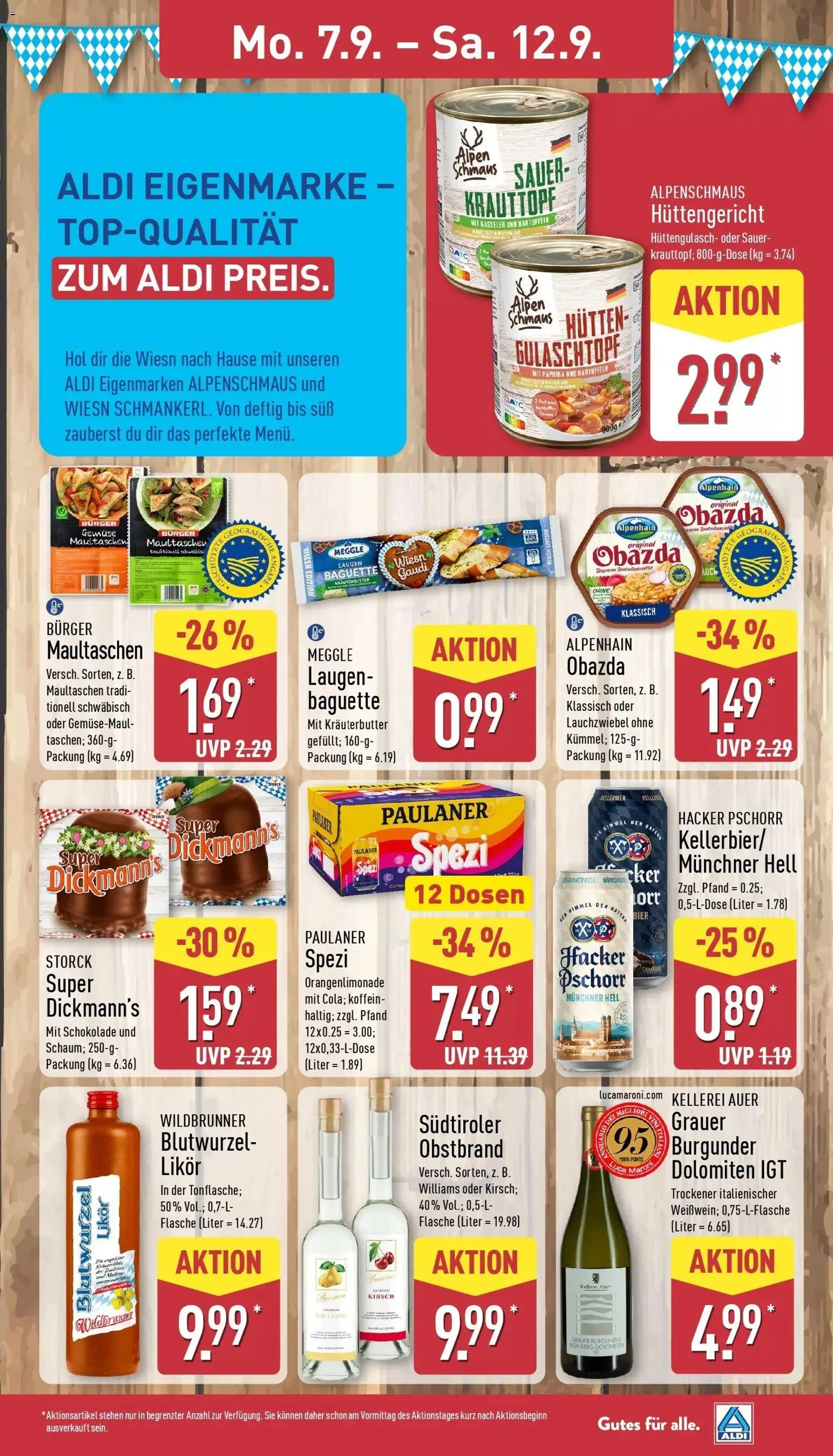 Aldi Aktueller Prospekt (ab 07.09.2026) » Angebote Online | Seite: 13 | Produkte: Bier, Burger, Kartoffeln, Paprika