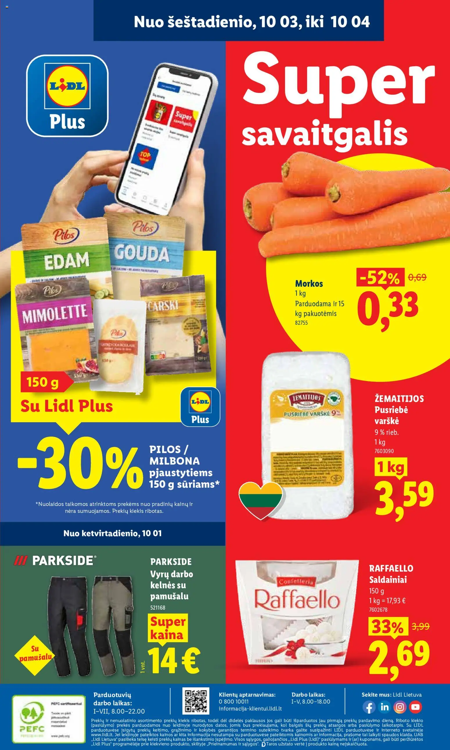 LIDL akcijos nuo 2026.09.28 | Puslapis: 50 | Prekių: Kelnes, Varškė, Saldainiai, Morkos