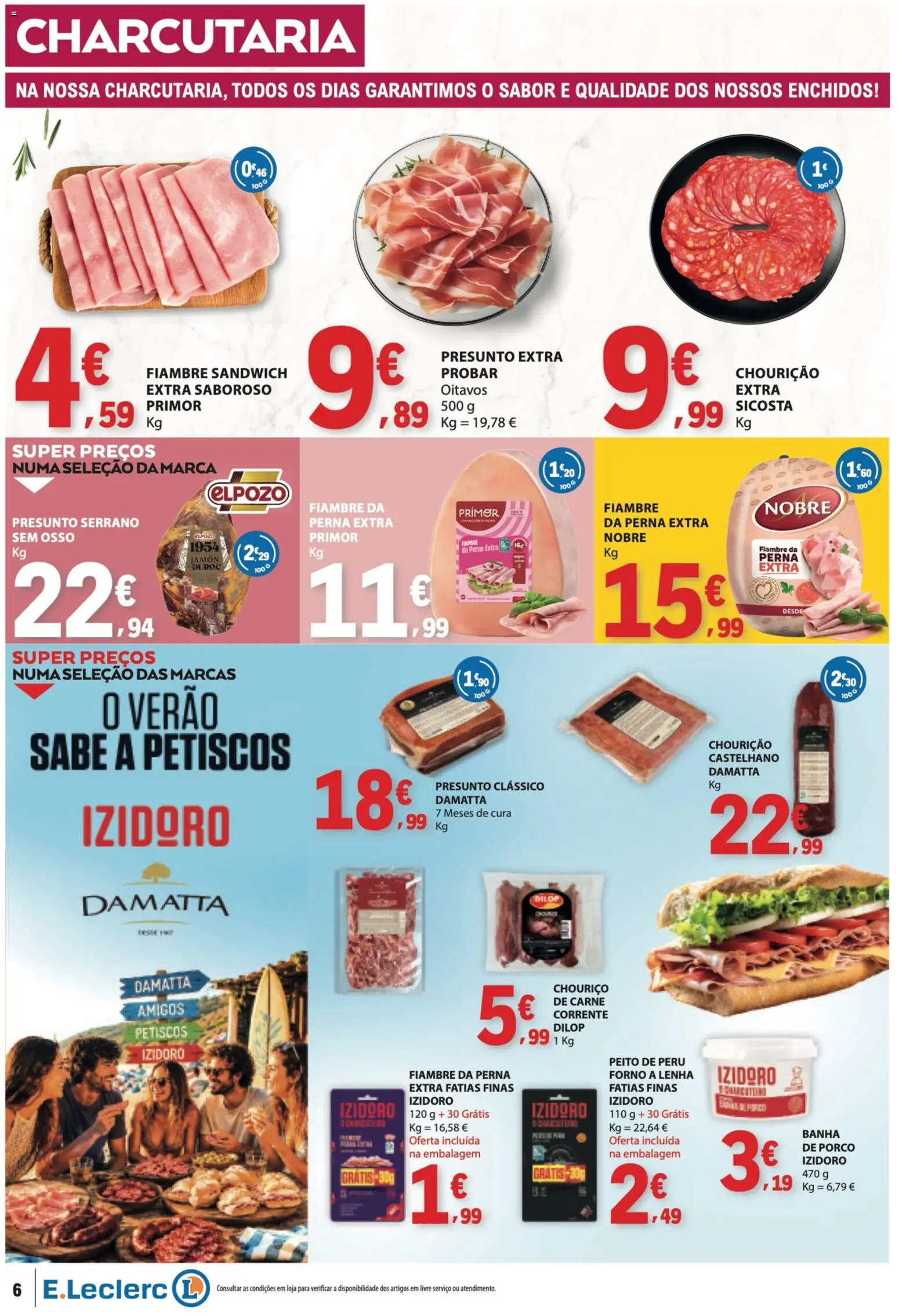E.Leclerc folheto │ válido de 20/08/2026 | Página: 6 | Produtos: Forno, Presunto Serrano, Peito de peru, Presunto