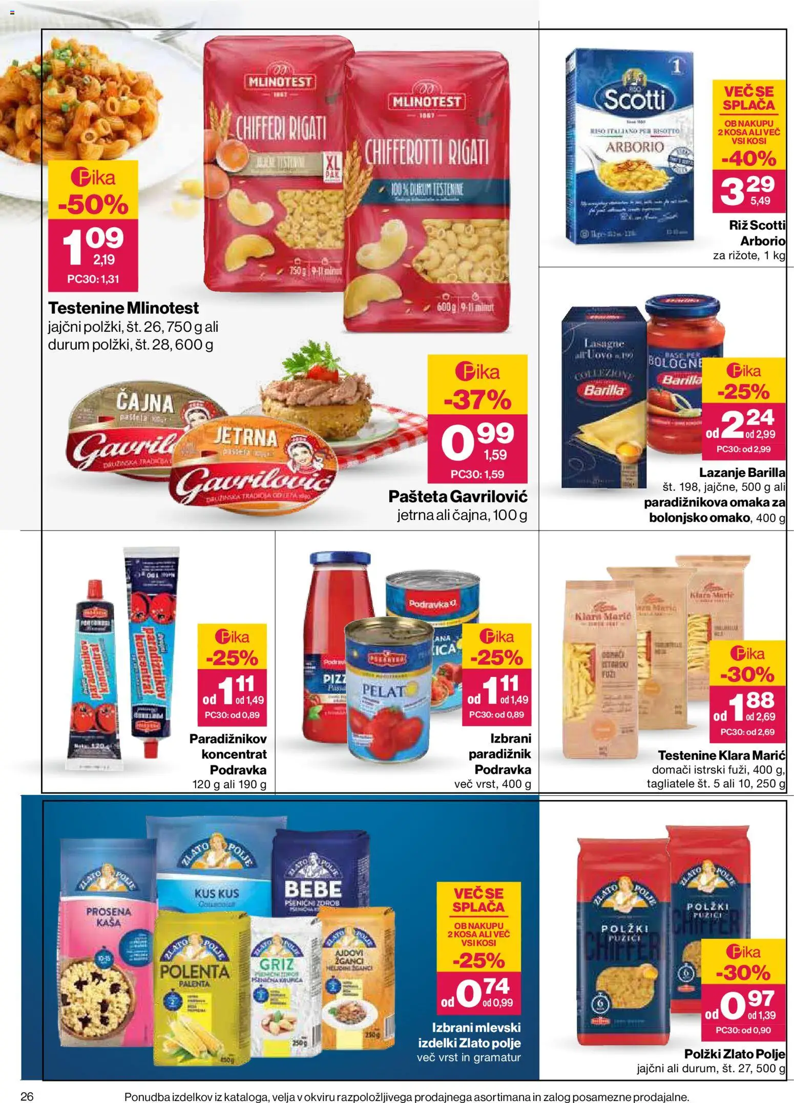 Novi Mercator katalog ponudbe – veljaven od 03.09.2026 | Stran: 26 | Izdelki: Pašteta, Polenta, Testenine, Omaka
