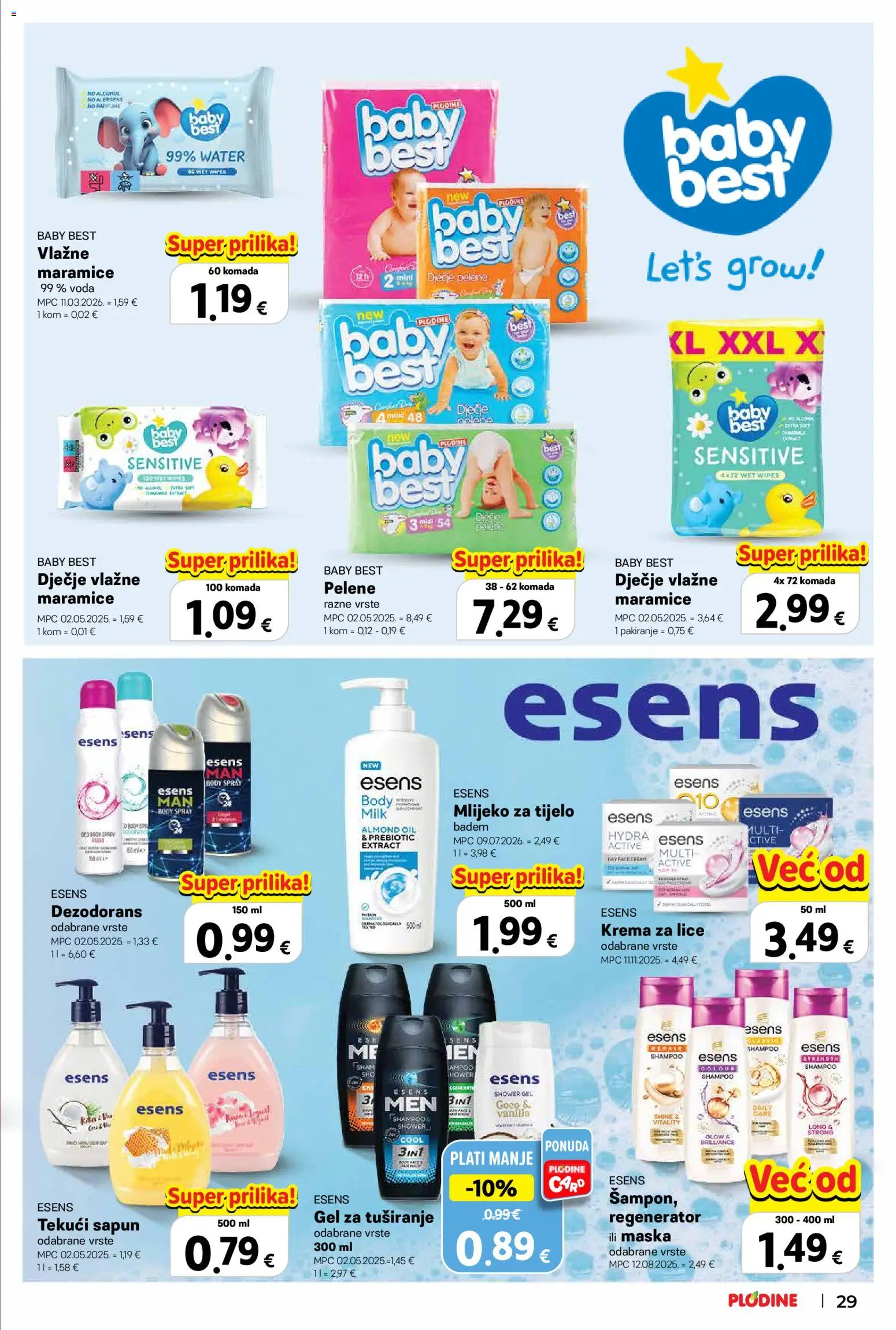 Plodine katalog | vrijedi od 22.10.2026 | Stranica: 29 | Proizvodi: Mlijeko, Sapun, Dezodorans, Maramice