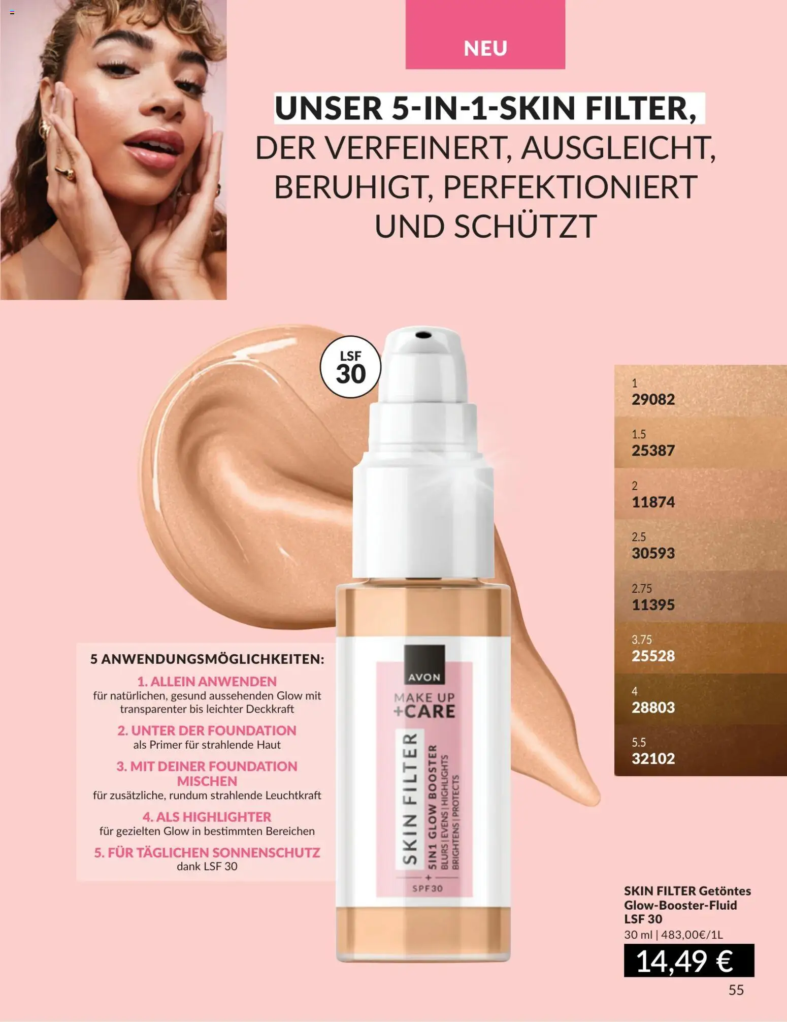 AVON Katalog Juli 2026 – gültig ab 01.07.2026 | Seite: 55 | Produkte: Foundation, Highlighter, Primer