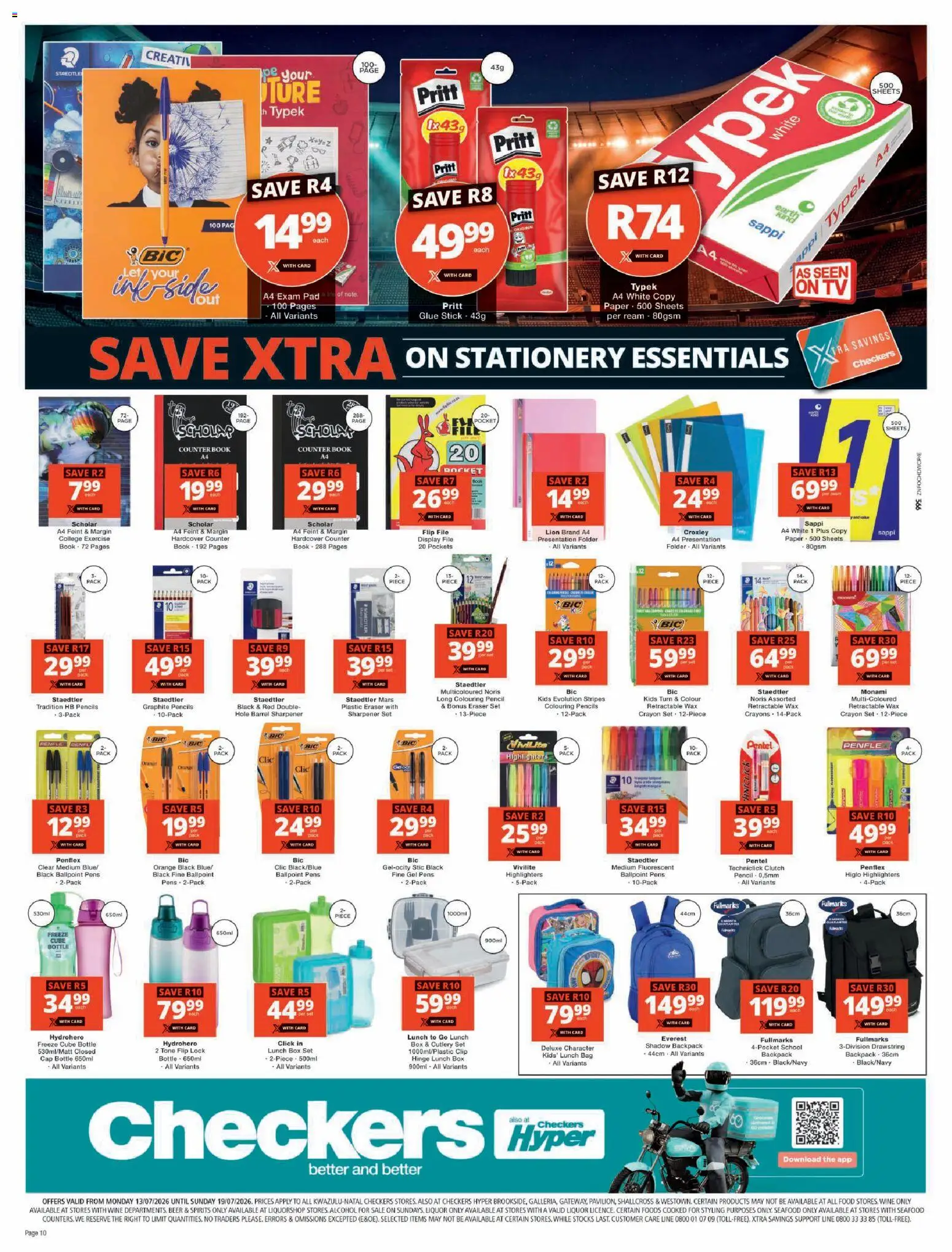 New Checkers catalogue – valid from 13/07/2026 | Page: 10 | Products: Pencil, Backpack, Wax, Beer