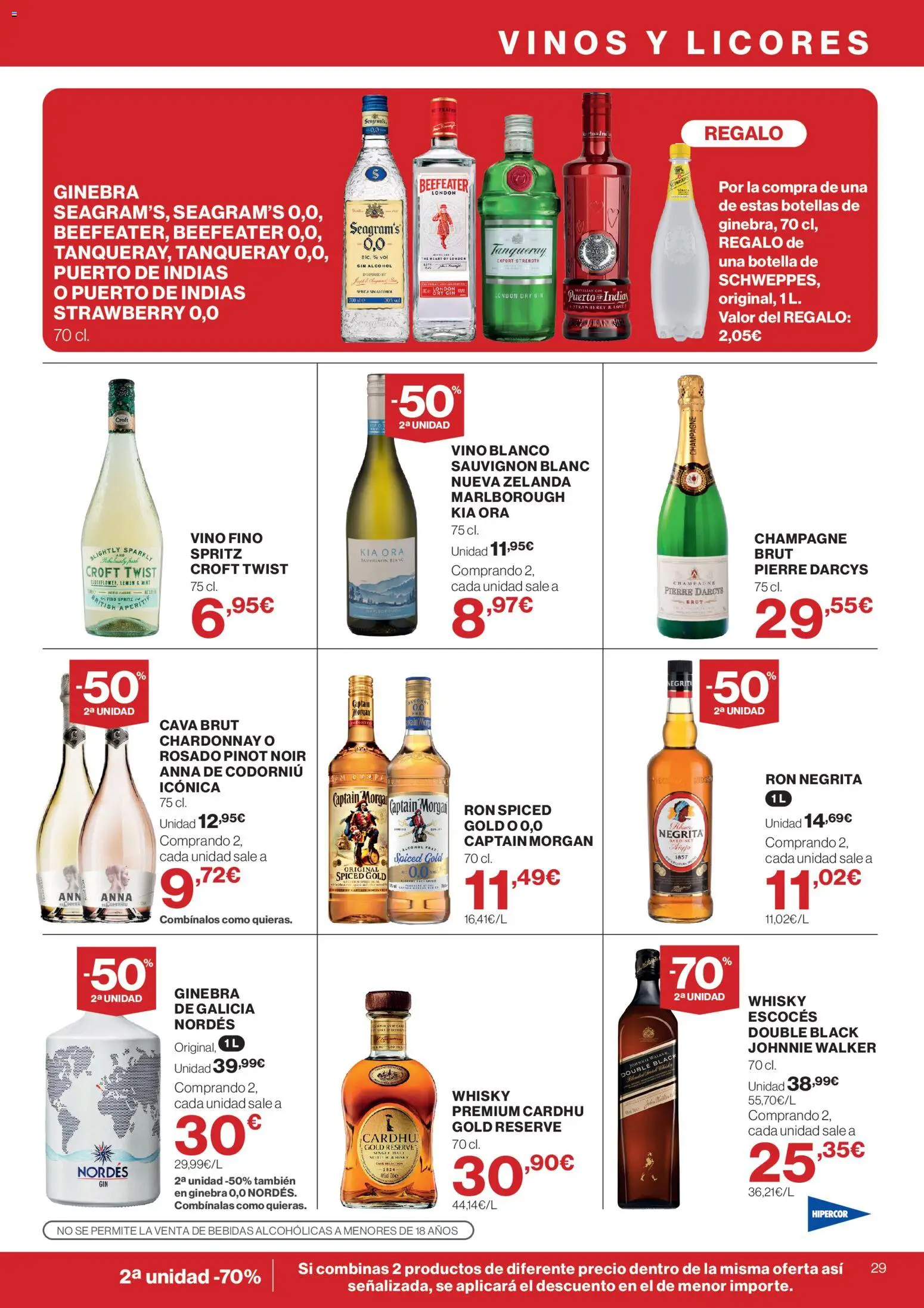 Hipercor catálogo │ válido desde el 21.05.2026 | Página: 29 | Productos: Ron, Vino, Ginebra, Whisky