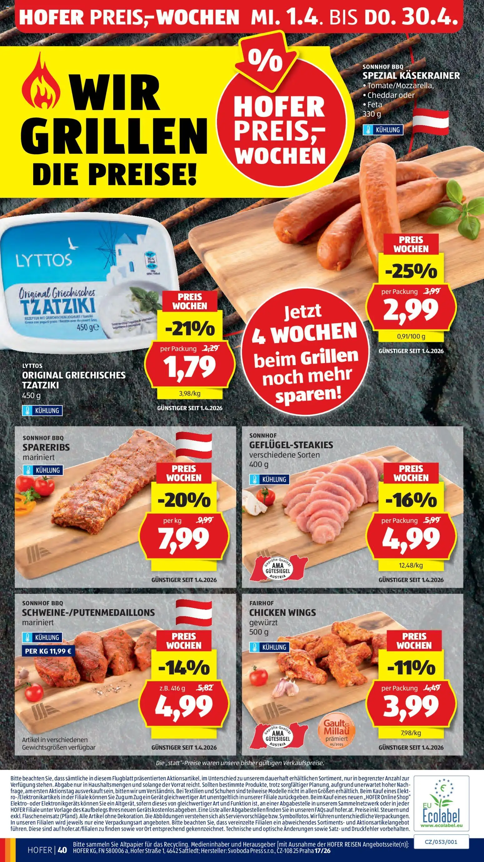 Hofer AT akciós ujság - amely érvényes a következő dátumtól: 17.04.2026 | Oldal: 44 | Termékek: Joghurt