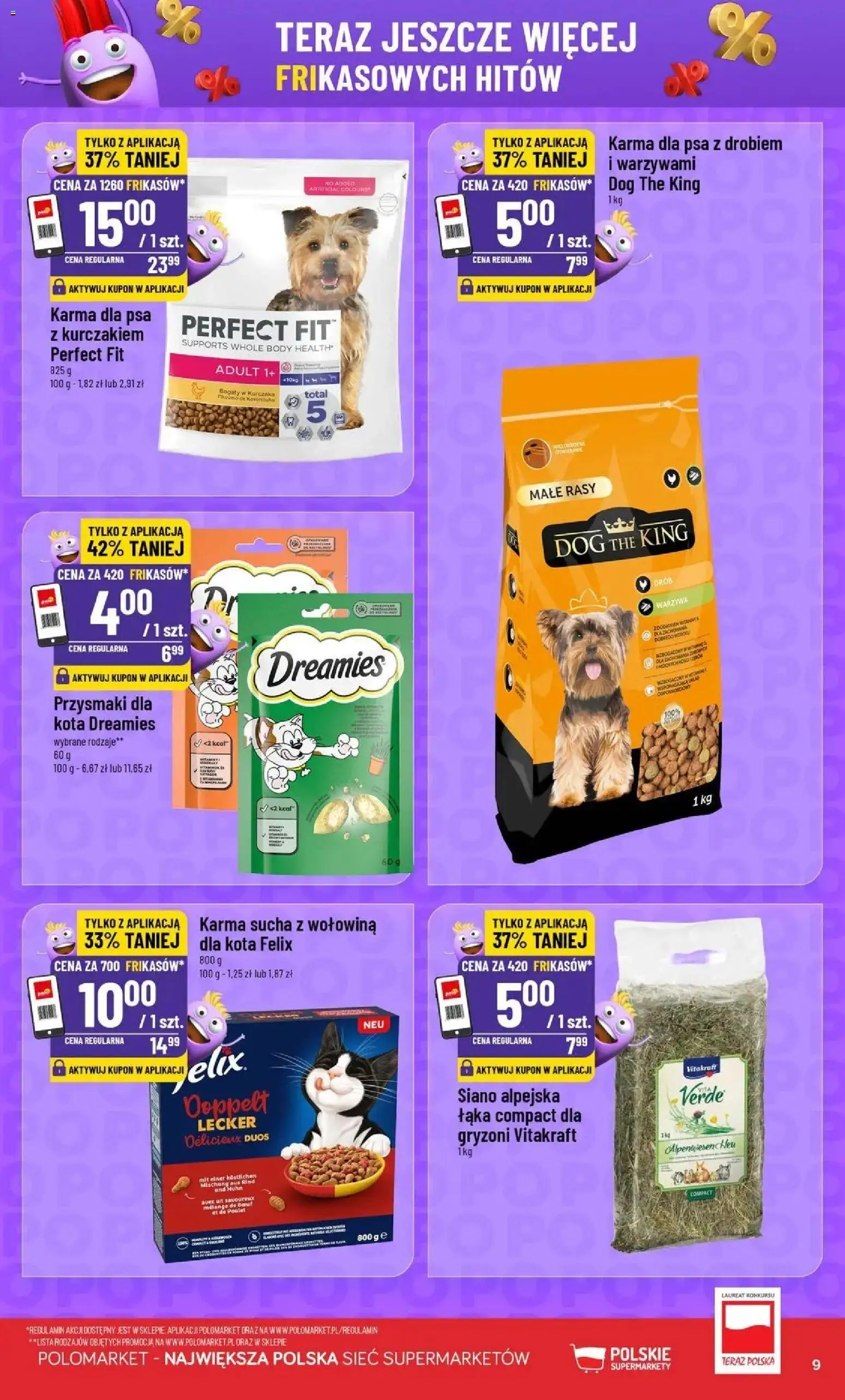 Nowa POLOmarket gazetka od jutra 23.09.2026 | Strona: 9 | Produkty: Przysmaki dla kota, Karma dla psa, Body, Warzywa