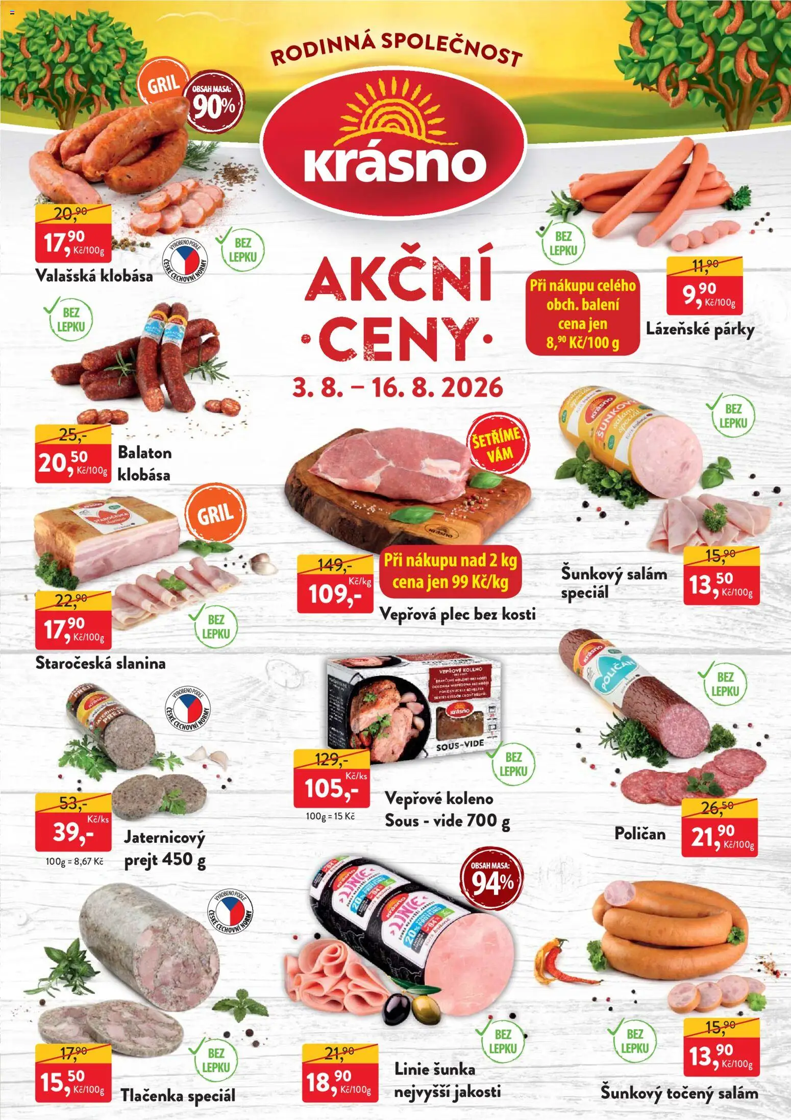 MP Krásno leták od 03.08.2026 | Strana: 1 | Produkty: Vepřové koleno, Šunka, Plec bez kosti, Sous vide