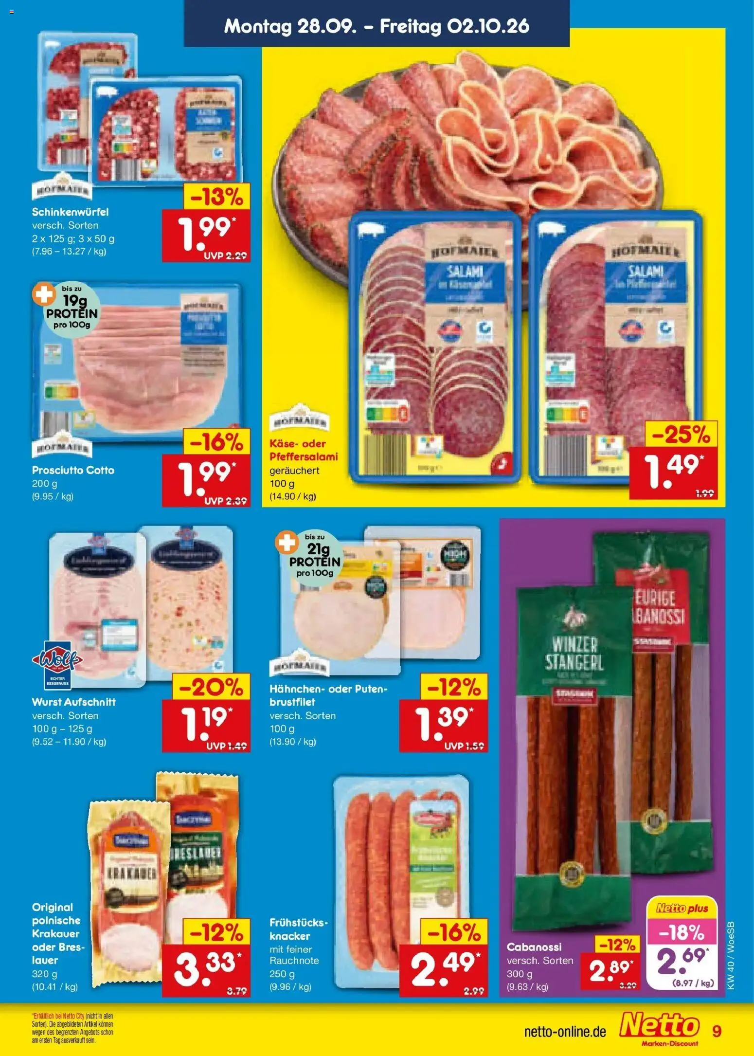 Netto Marken-Discount Prospekt Katzweiler (ab 28.09.2026) » Angebote | Seite: 11 | Produkte: Hahnchen, Käse, Wurst, Salami