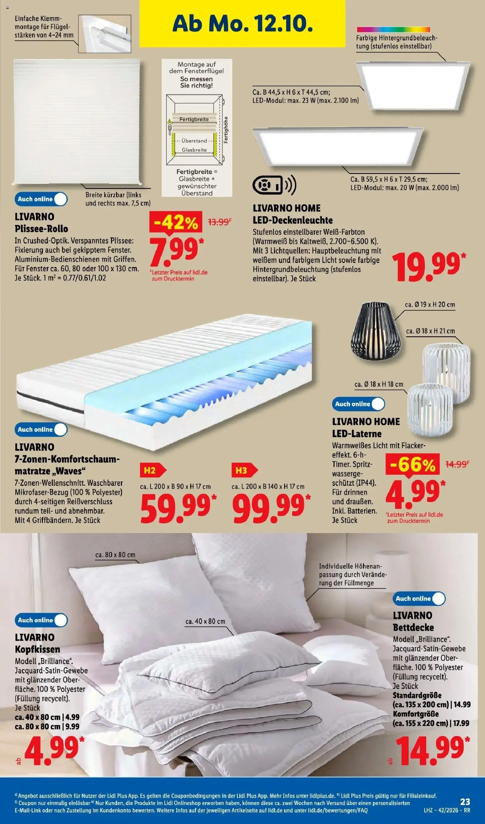 Lidl Prospekt Hagen (ab 12.10.2026) zum Blättern » Angebote | Seite: 41 | Produkte: Matratze, Bettdecke, Kopfkissen