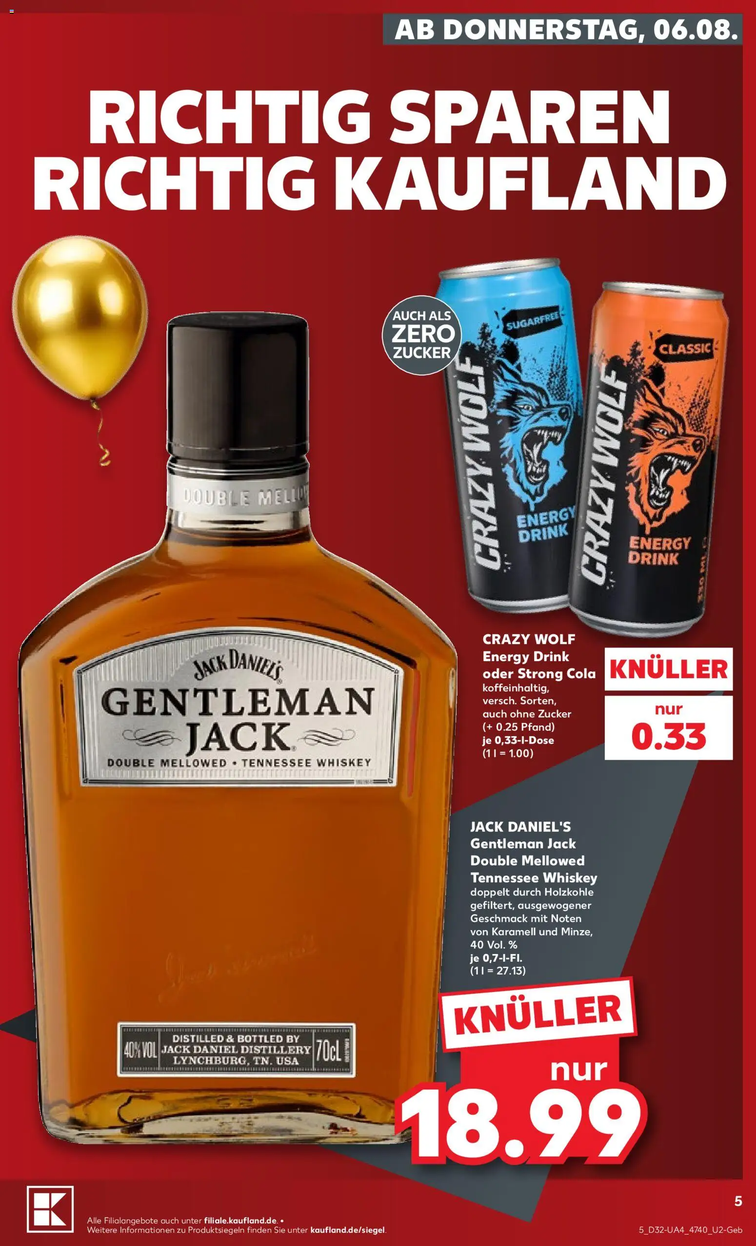 Kaufland Prospekt Hannover – gültig ab 06.08.2026 | Seite: 5 | Produkte: Cola, Energy, Zucker, Whiskey