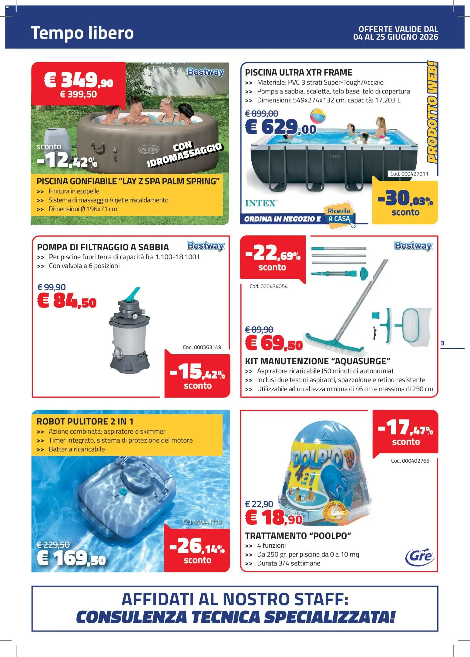 Volantino Eurobrico del 04.06.2026 | Pagina: 3 | Prodotti: Piscina, Robot, Batteria, Terra