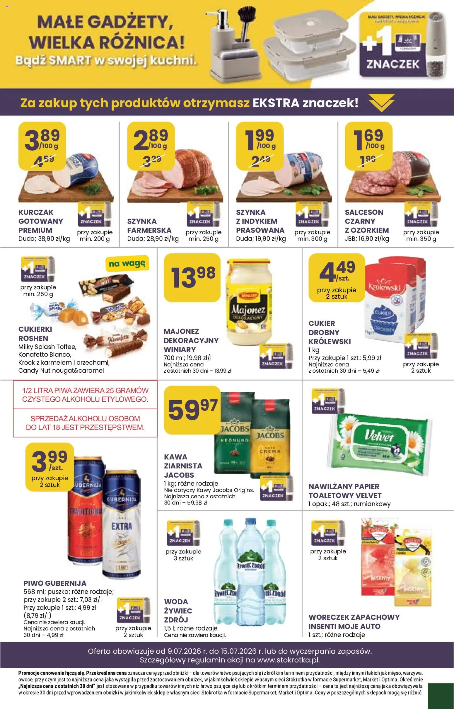 Stokrotka gazetka - Market od 09.07.2026 | Strona: 13 | Produkty: Szynka, Woda, Majonez, Cukier