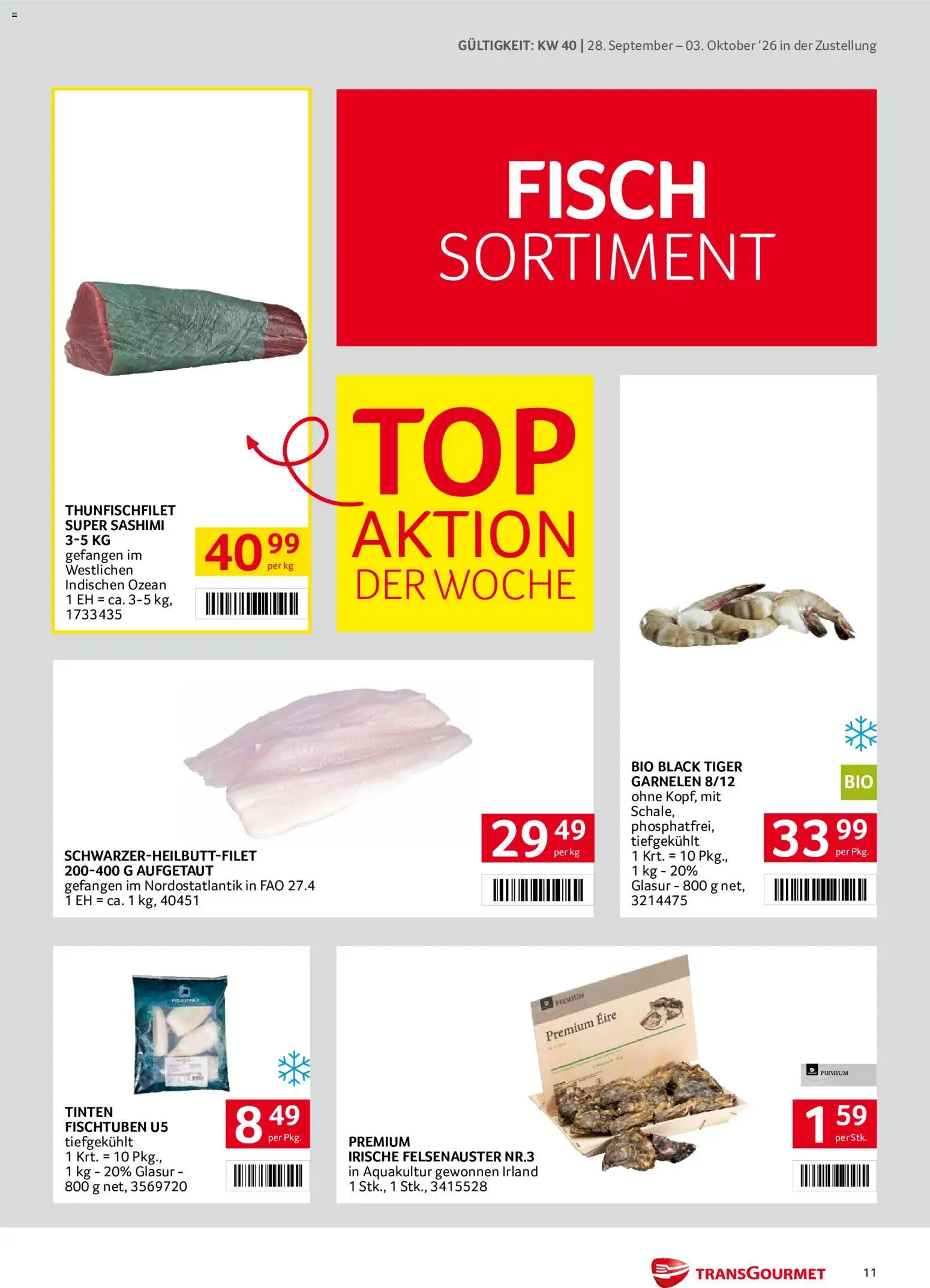 Transgourmet Zustellaktion gültig ab 28.09.2026 | Seite: 11 | Produkte: Fisch