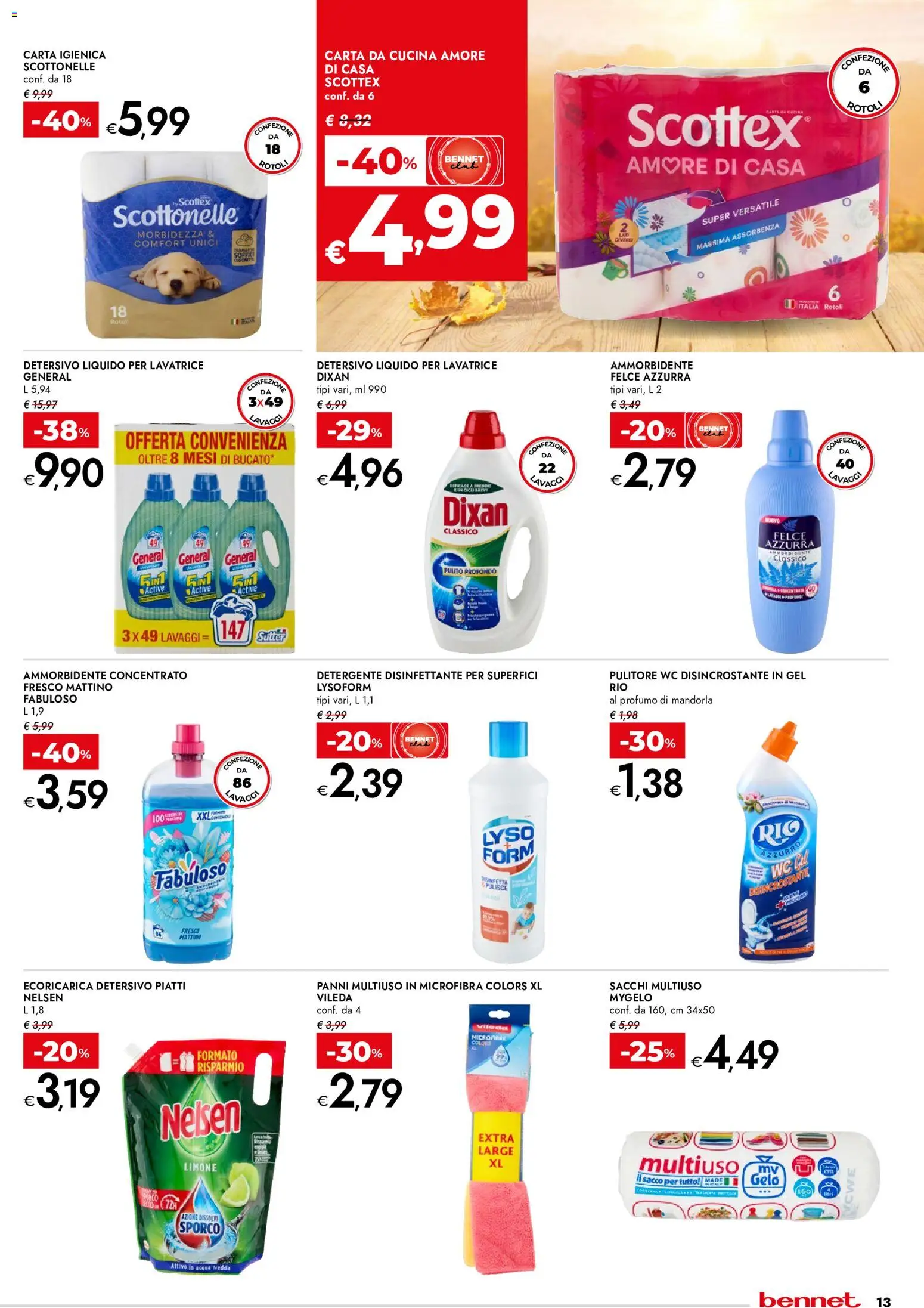 Volantino bennet del 01/10/2026 | Pagina: 13 | Prodotti: Acqua, Lavatrice, WC, Profumo