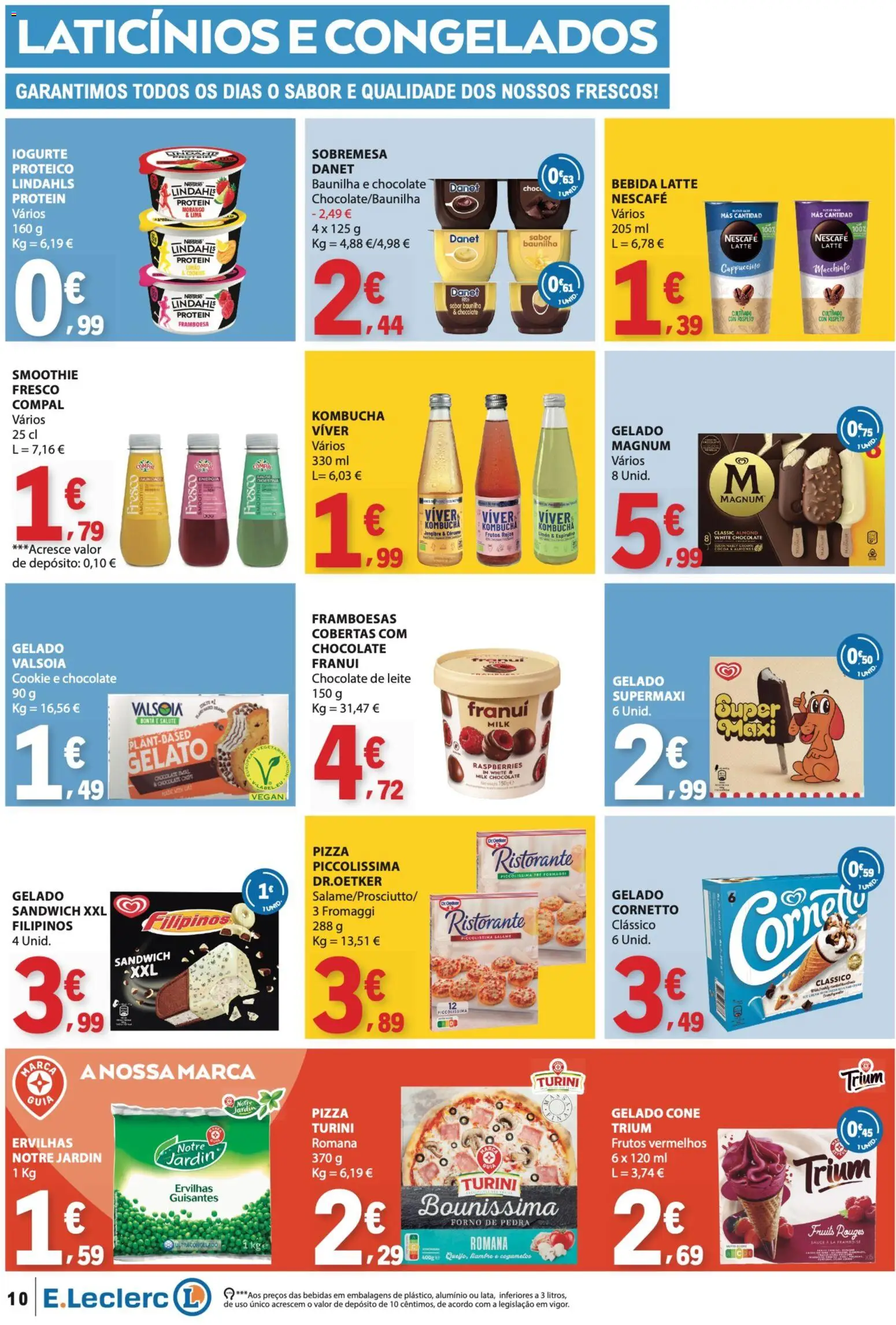 E.Leclerc folheto │ válido de 20/08/2026 | Página: 10 | Produtos: Filipinos, Smoothie, Gelado, Pizza