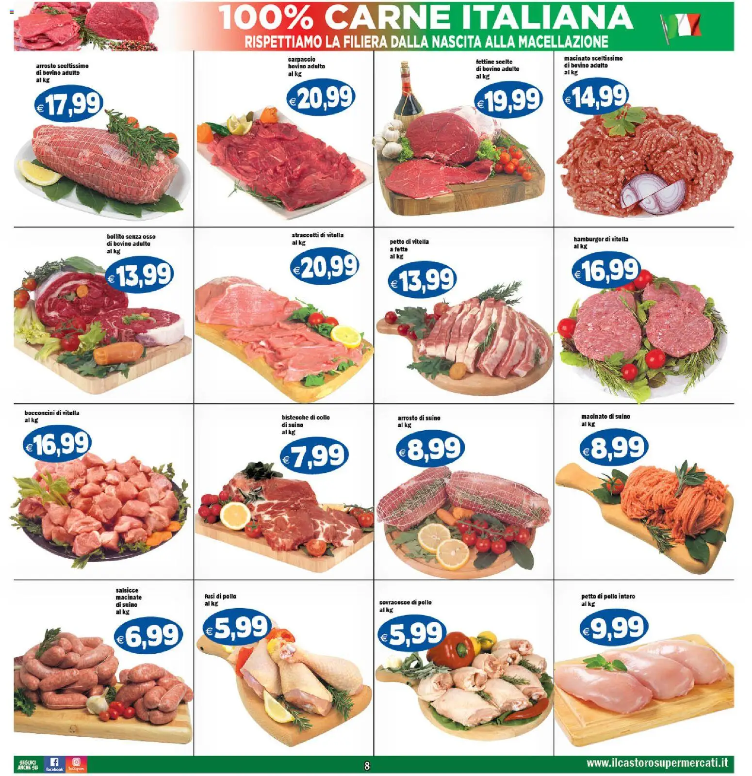 Volantino Il Castoro del 29.05.2026 | Pagina: 8 | Prodotti: Arrosto, Suino, Hamburger, Macinato