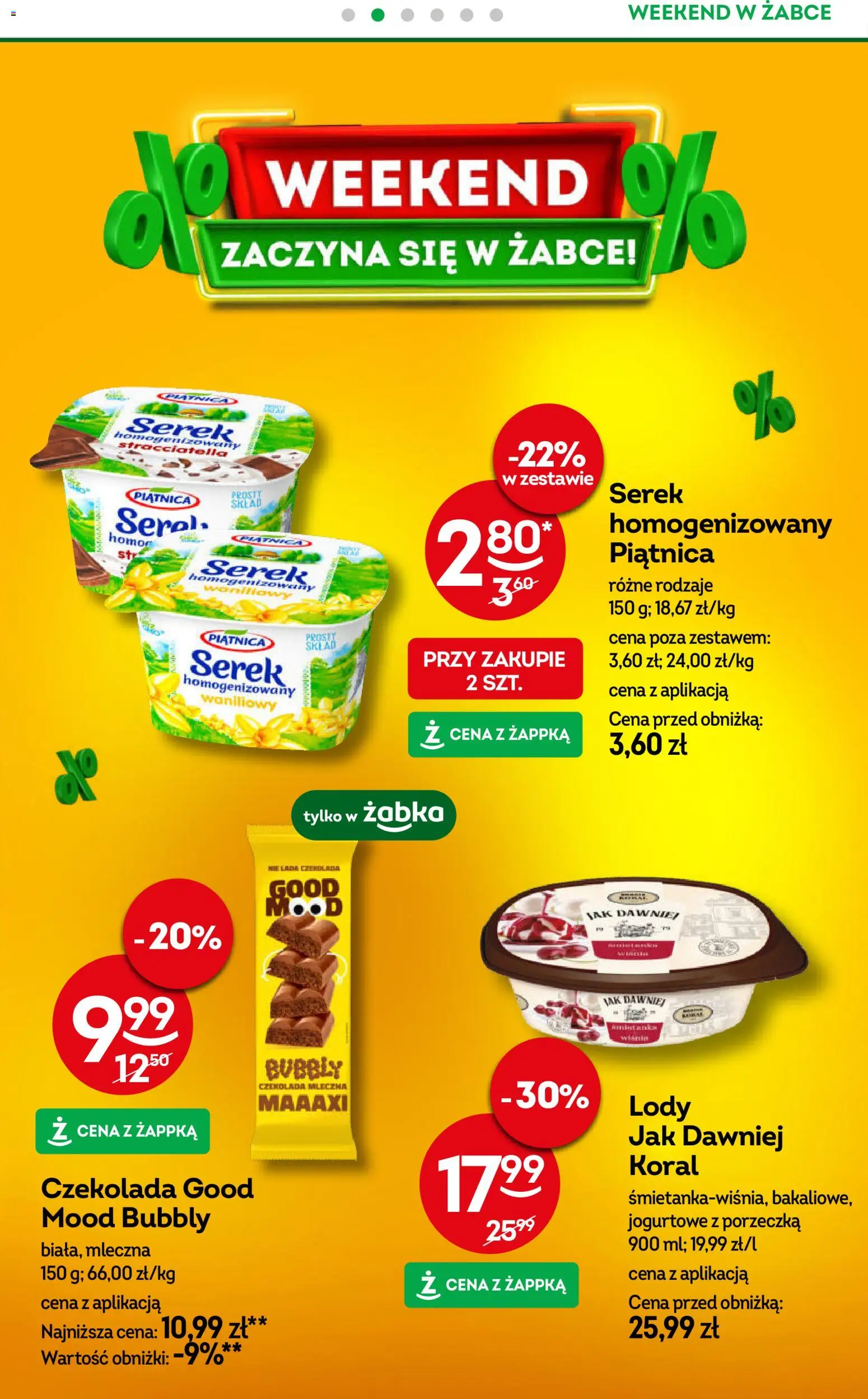 Żabka gazetka - Weekendowe promocje od 12.06.2026 | Strona: 3 | Produkty: Czekolada mleczna, Porzeczka, Czekolada, Lody