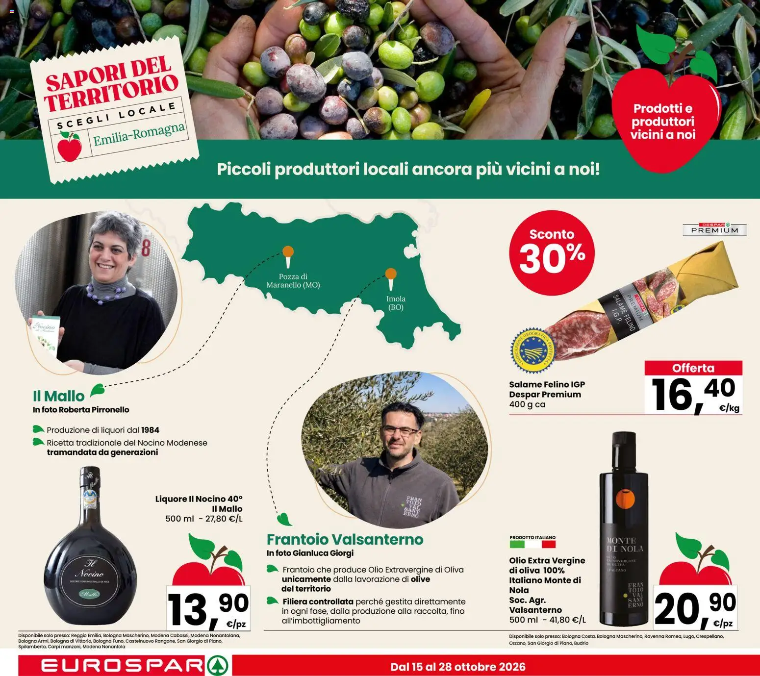 Volantino Eurospar del 15/10/2026 | Pagina: 6 | Prodotti: Olio extravergine di oliva, Olive, Olio extra vergine, Liquore
