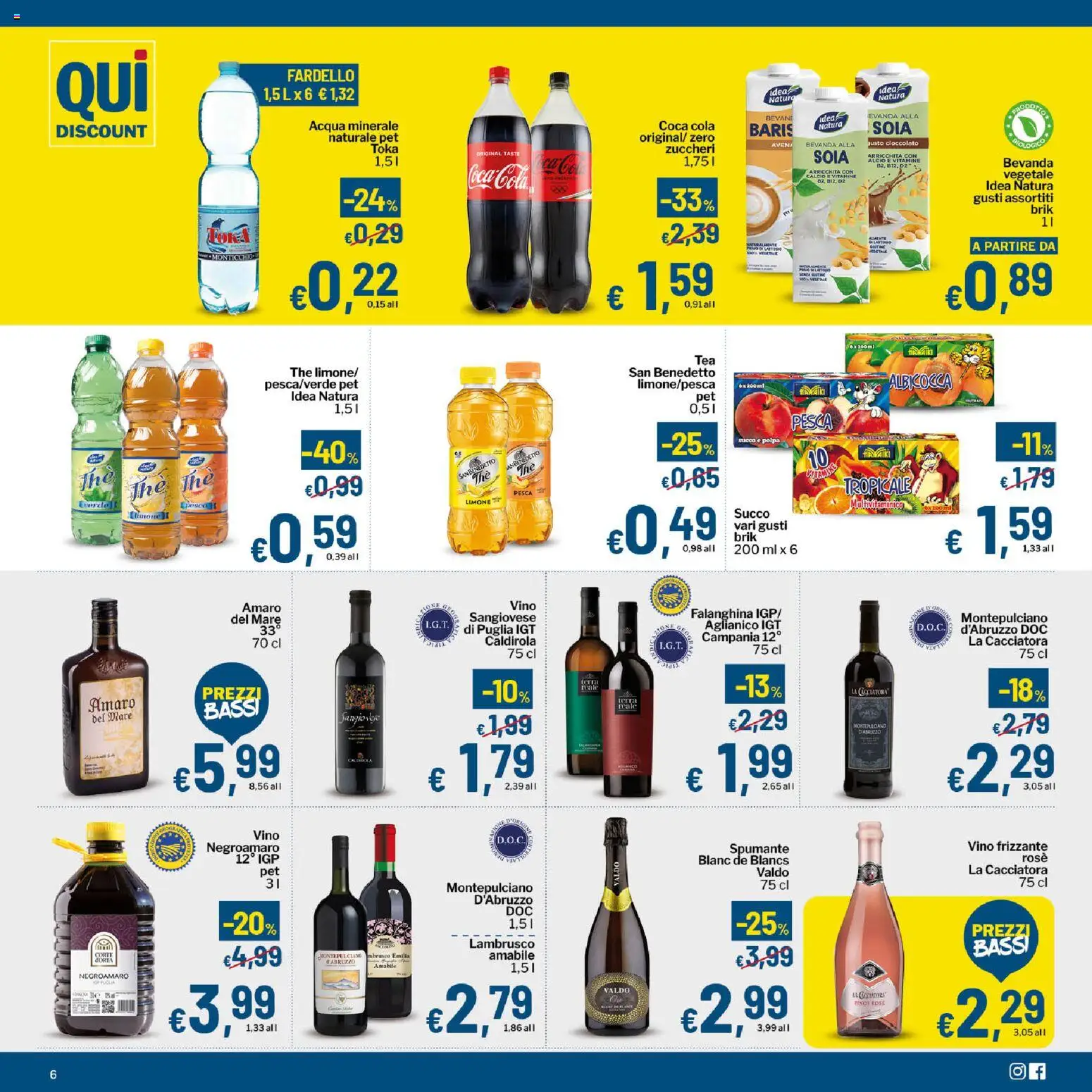 Volantino Qui Discount del 11/08/2026 | Pagina: 6 | Prodotti: Cioccolato, The, Lambrusco, Amaro