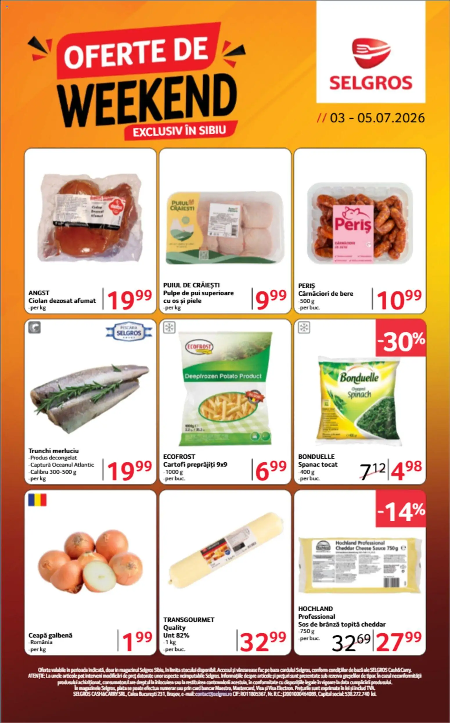 Noul catalog Selgros – valabil de la 03.07.2026 | Pagină: 1 | Produse: Hacıyatmaz Kedi Oyuncağı, Brânză, Bere, Cartofi