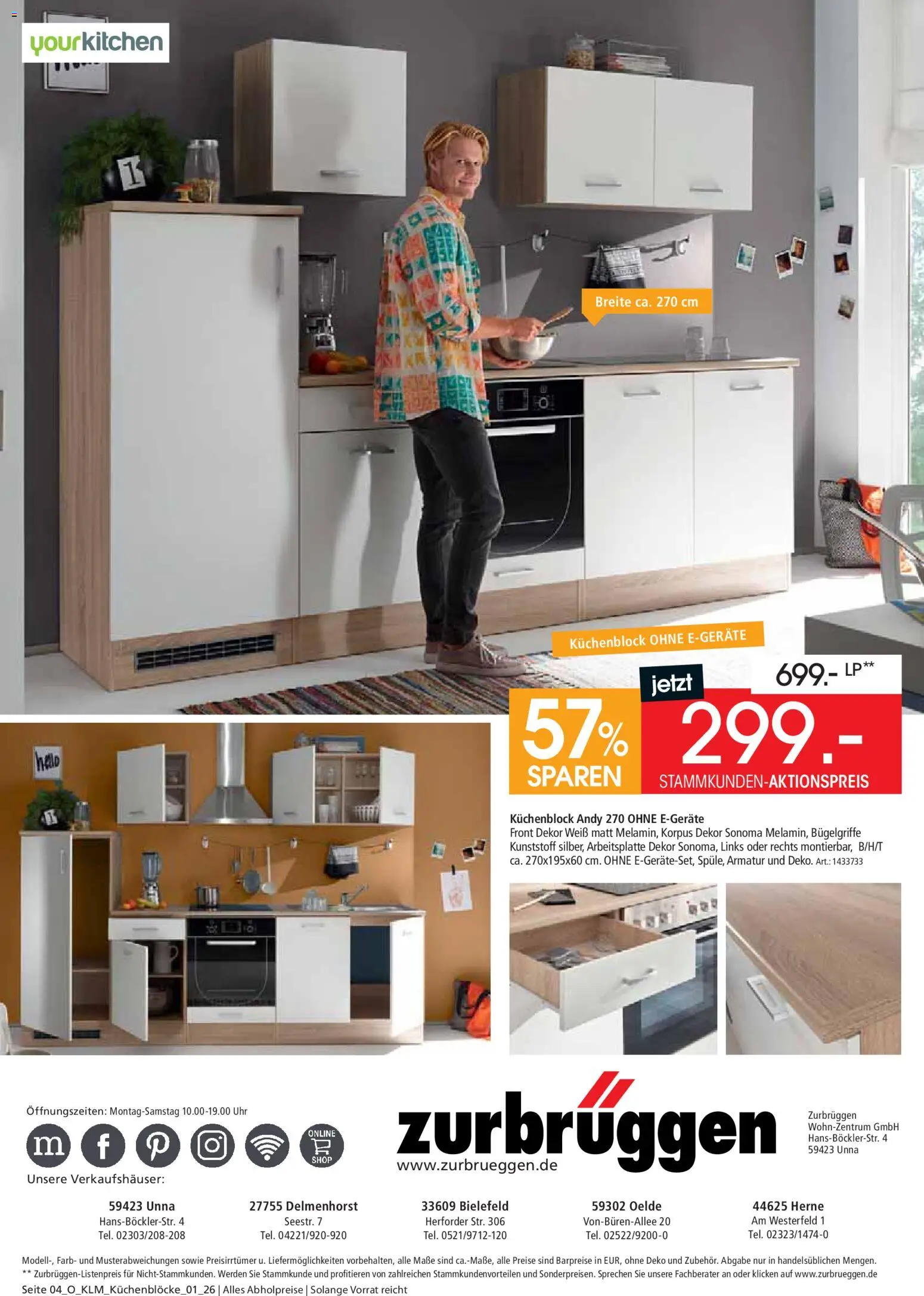 Zurbrüggen Küchenblöcke – gültig ab 24.07.2026 | Seite: 4 | Produkte: Küchenblock, Armatur, Uhr