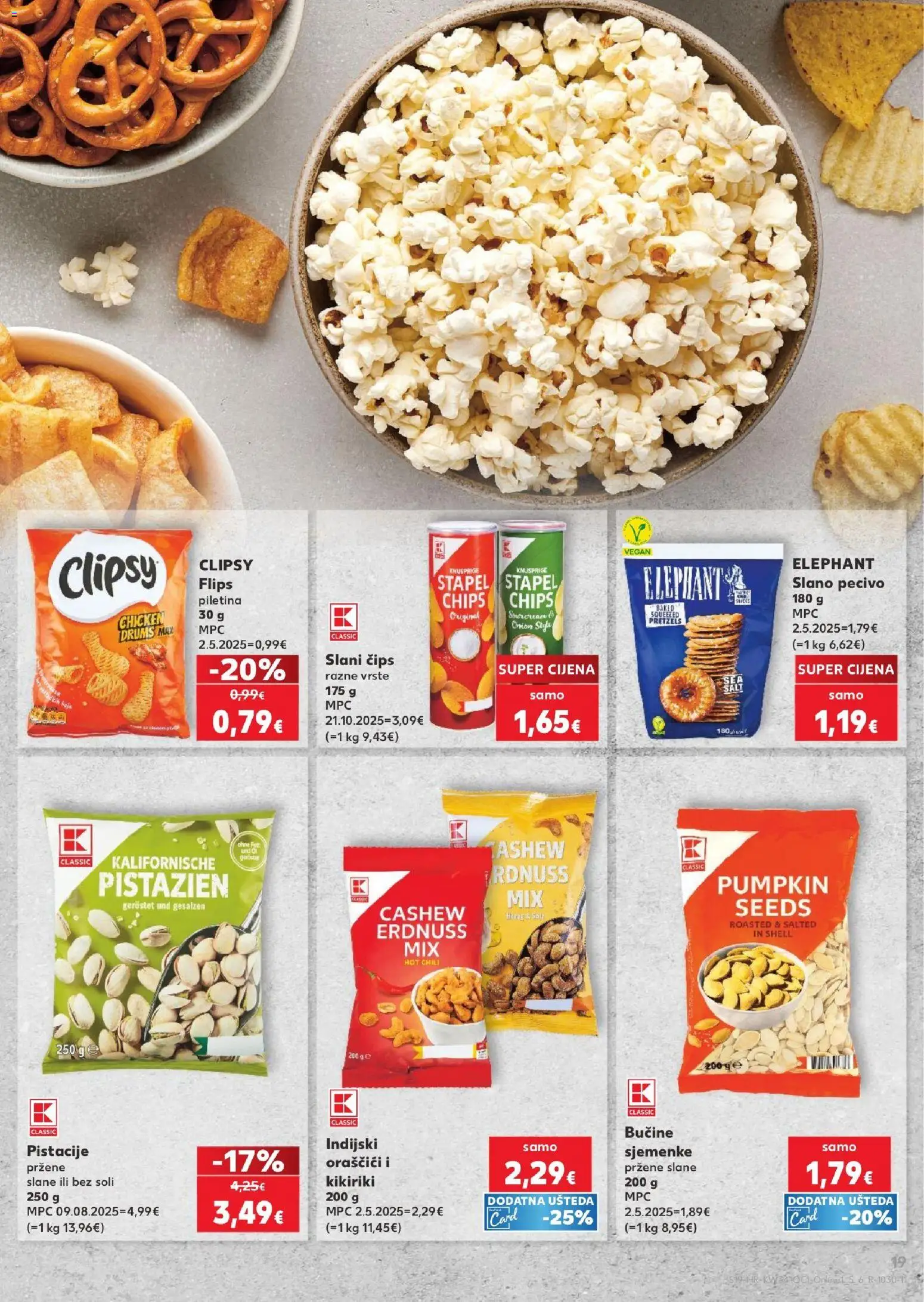 Kaufland katalog | vrijedi od 19.08.2026 | Stranica: 19 | Proizvodi: Piletina, Kikiriki, Sjemenke, Pecivo