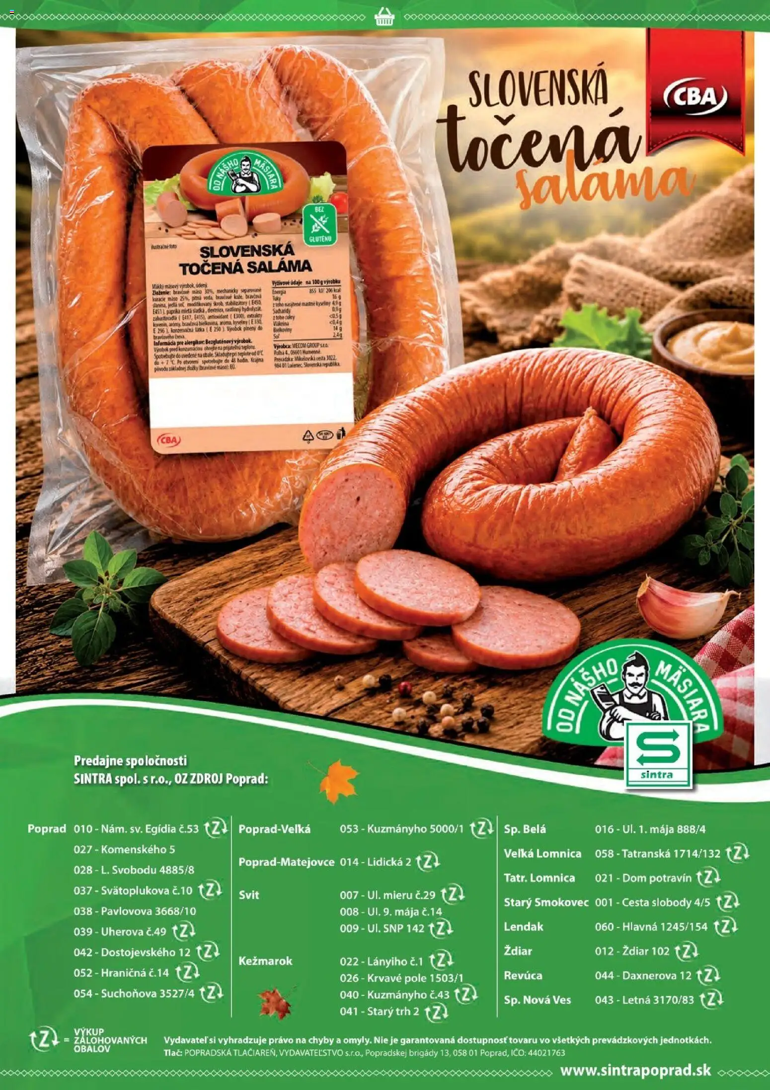 Nové Sintra akcie – leták je platný od 01.10.2026 | Strana: 28 | Produkty: Paprika, Saláma, Mäso, Voda