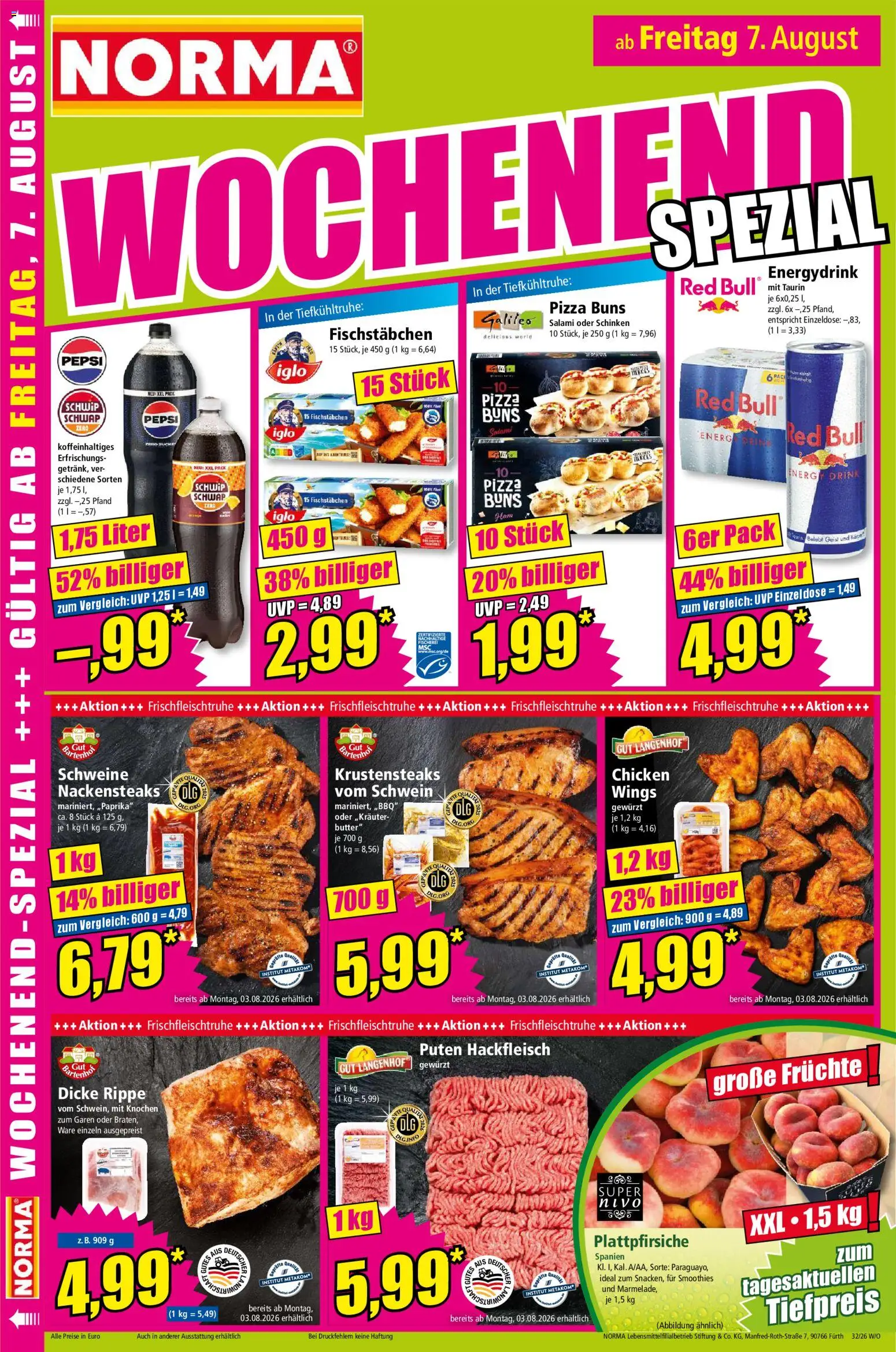 Norma Prospekt – gültig ab 03.08.2026 | Seite: 16 | Produkte: Iglo, Fischstabchen, Schinken, Hackfleisch