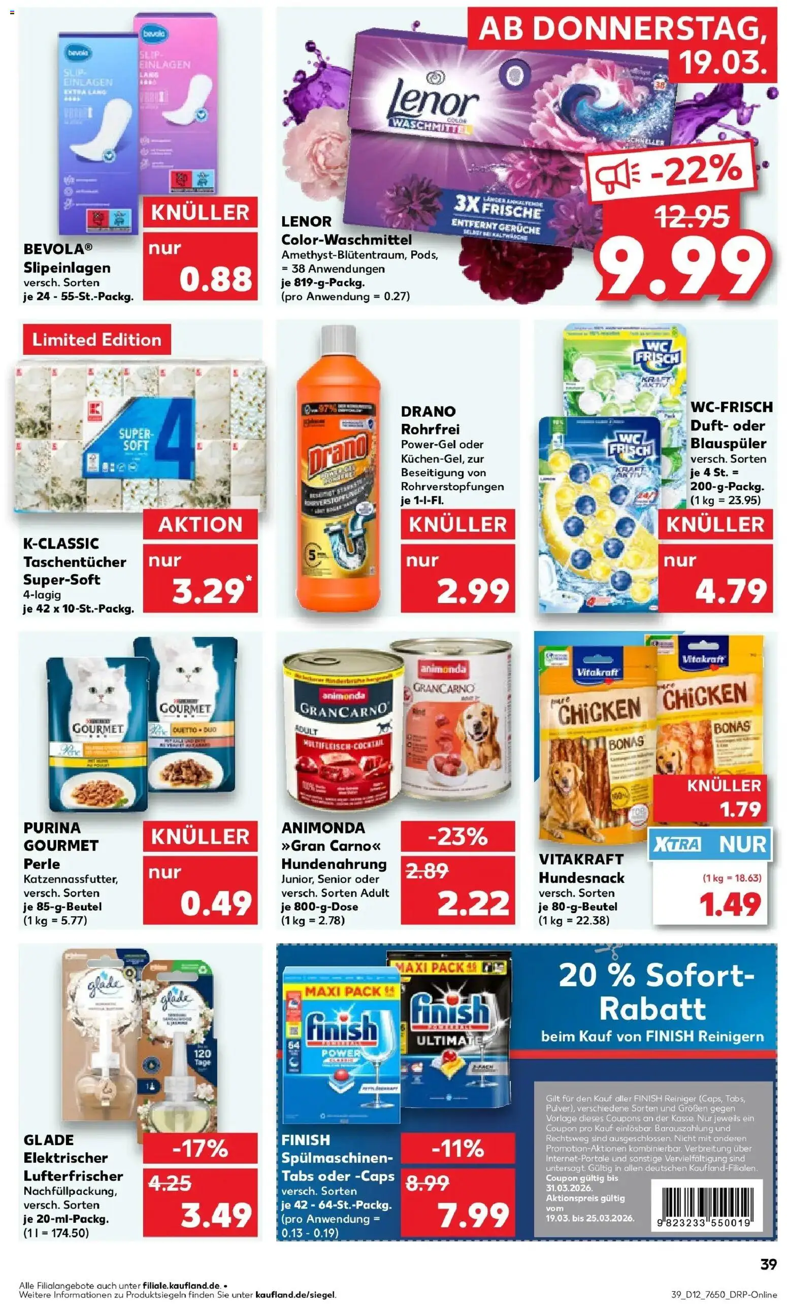 Kaufland Prospekt Burghausen	 – gültig ab 19.03.2026 | Seite: 39 | Produkte: Duft, Finish, Waschmittel, Slip