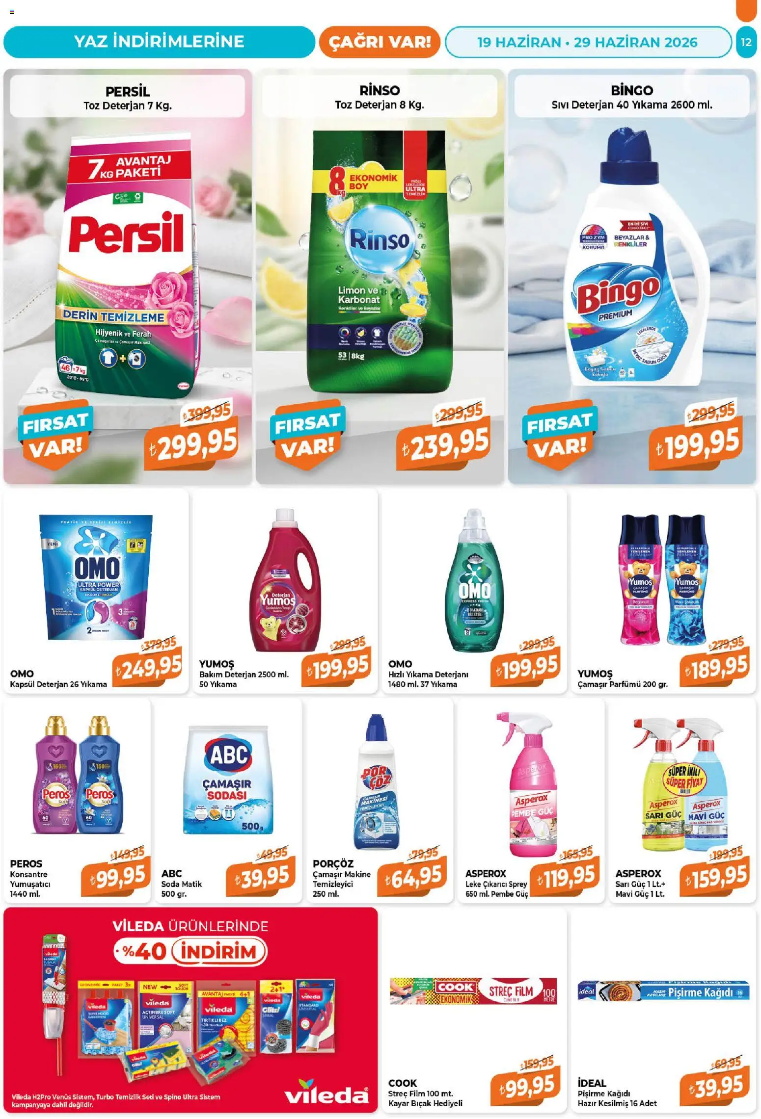 Çağrı Market Katalog - 19.06.2026 tarihinden itibaren geçerlidir | Sayfa: 12 | Ürünler: Yumuşatıcı, Limon, Soda, Çamaşır makinesi