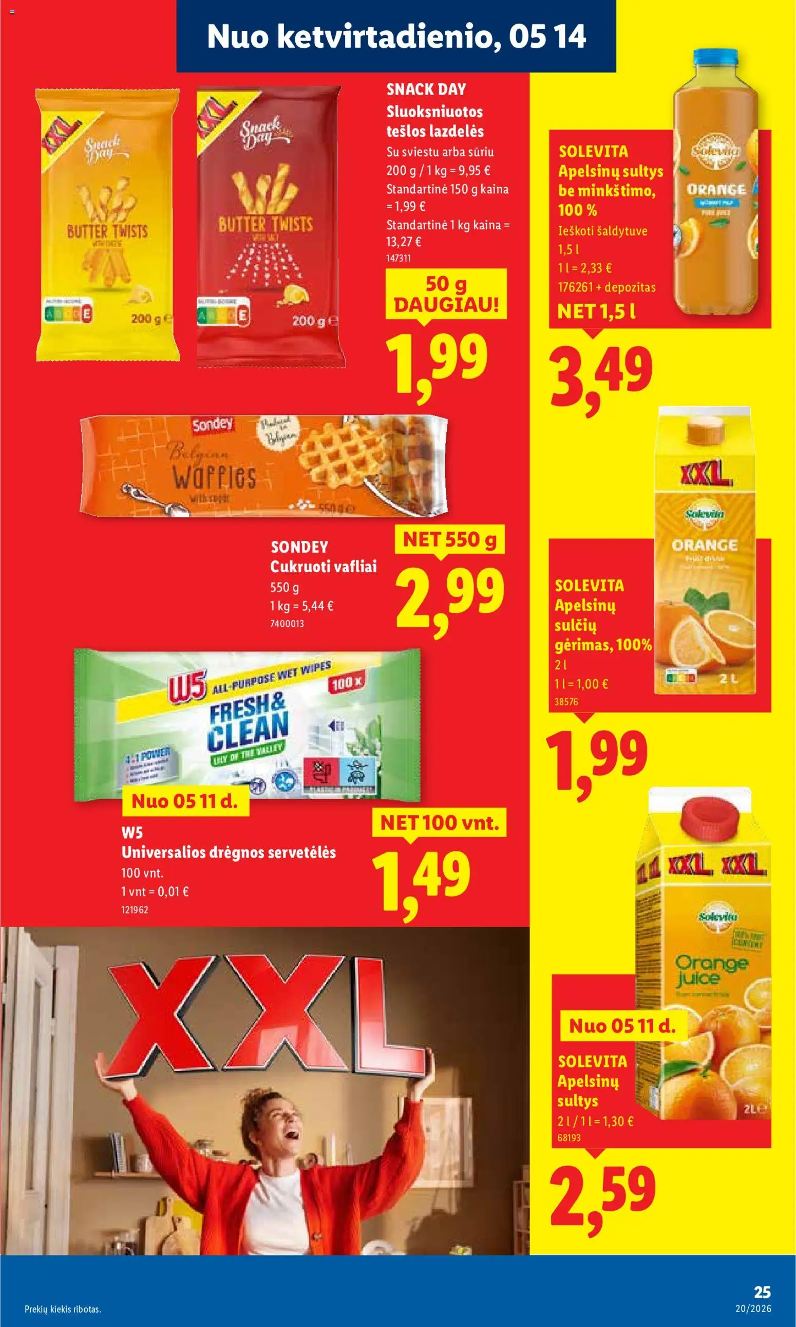LIDL akcijos nuo 11.05.2026 | Puslapis: 25 | Prekių: Sultys, Vafliai