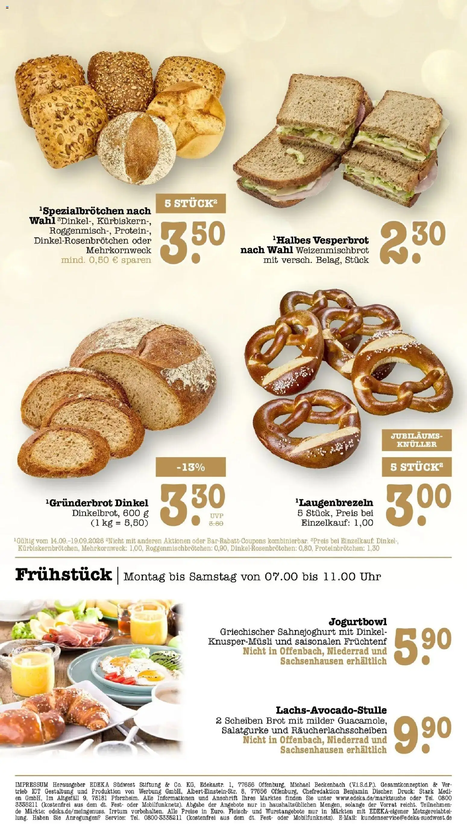 E center Prospekt Heidelberg (ab 14.09.2026) zum Blättern | Seite: 20 | Produkte: Brot, Fleisch, Uhr