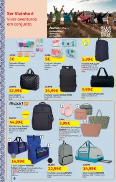 Pré-visualização Auchan - Férias de Verão  - Viagem e Praia válido de 16/06/2026 | Página: 6 | Produtos: Necessaire, Algodão, Mochila viagem, Almofada
