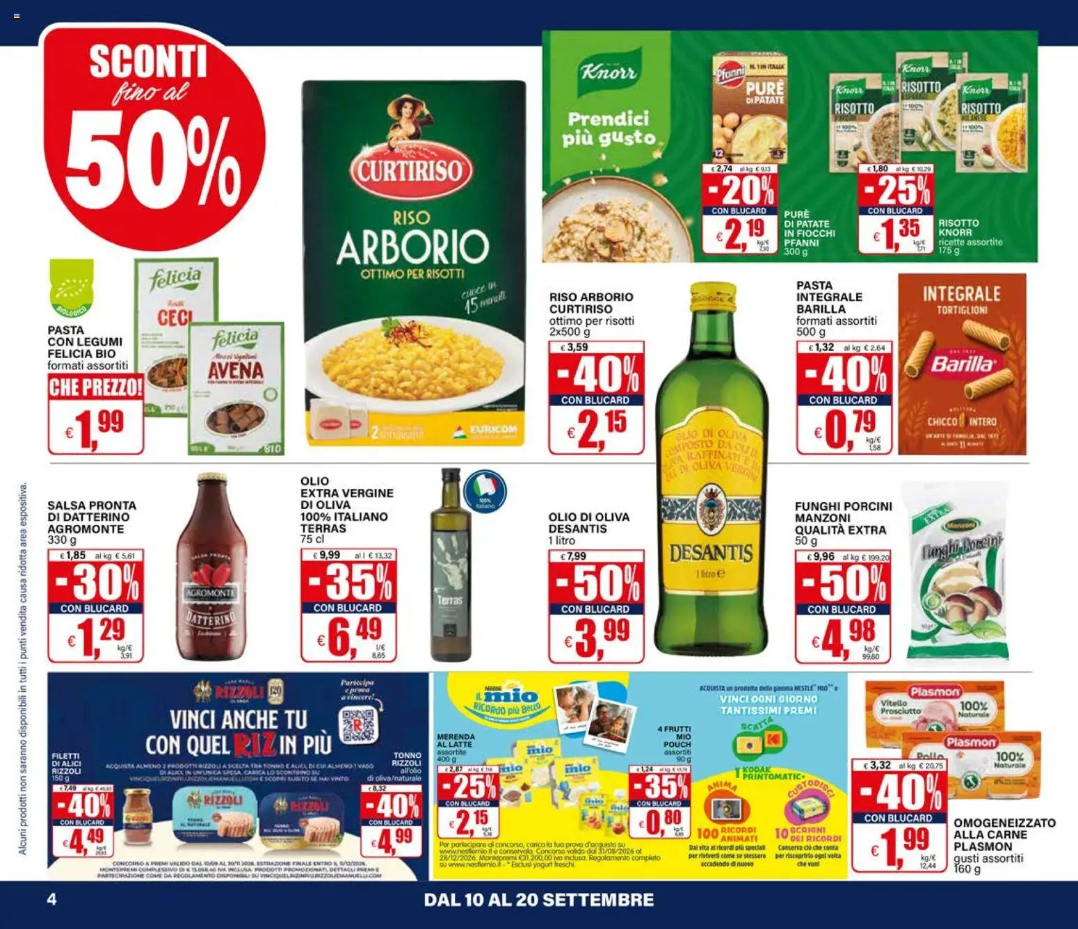 Volantino Il Gigante del 10/09/2026 | Pagina: 4 | Prodotti: Ceci, Prosciutto, Pasta, Olio extra vergine