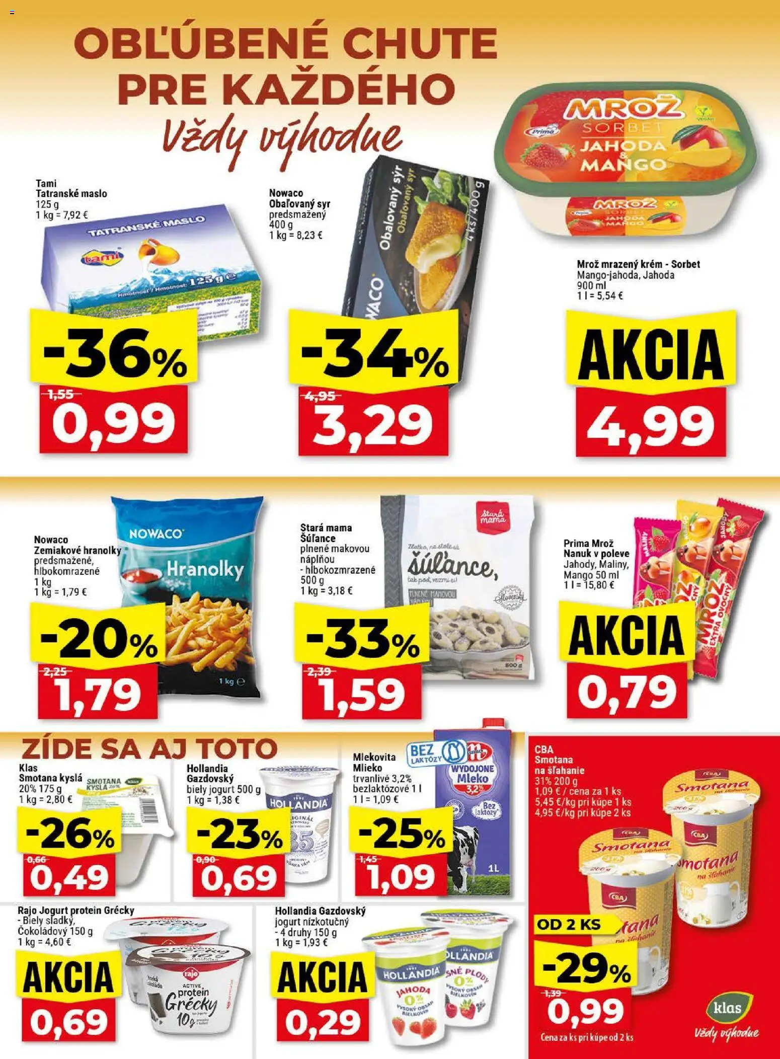 Nové Klas akcie – leták je platný od 04.05.2026 | Strana: 9 | Produkty: Maslo, Smotana, Nanuk, Maliny
