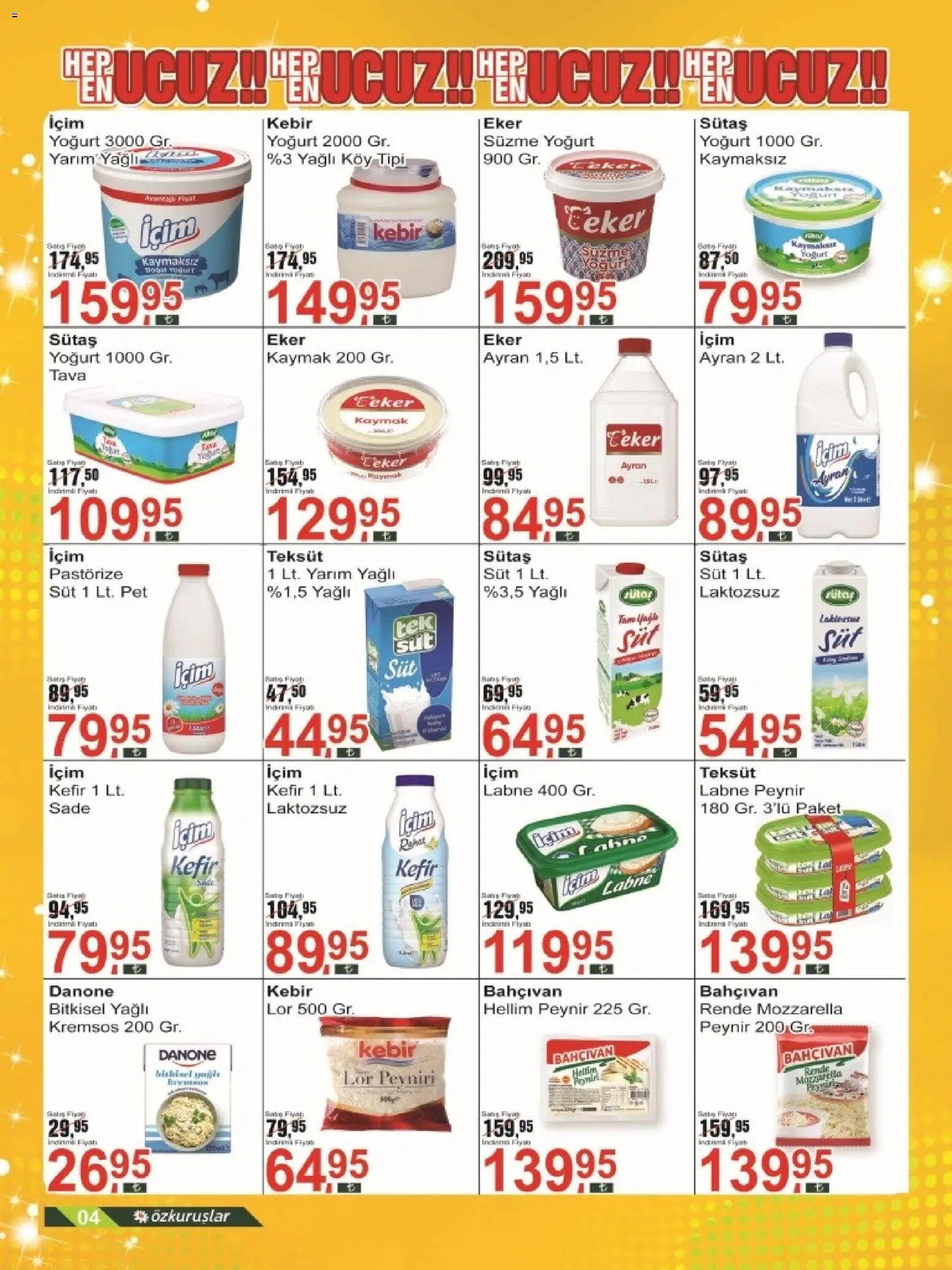 Özkuruşlar Katalog - 11.06.2026 tarihinden itibaren geçerlidir | Sayfa: 4 | Ürünler: Kefir, Peynir, Yoğurt, Rende