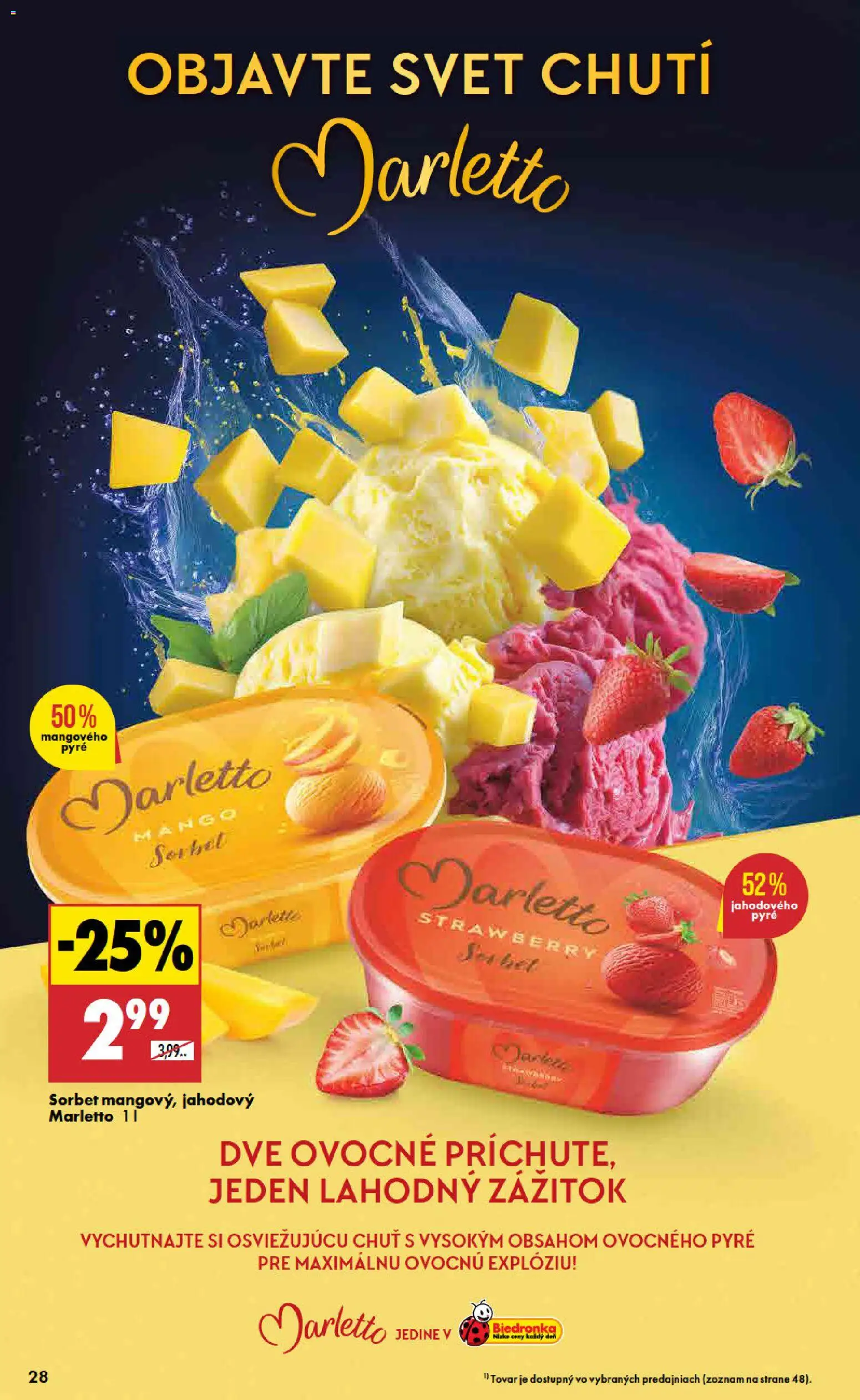 Nové Biedronka akcie – leták je platný od 28.05.2026 | Strana: 28 | Produkty: Sorbet, Mango