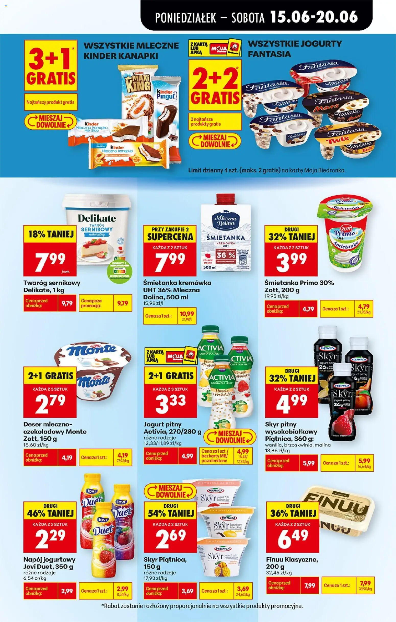 Biedronka gazetka od poniedziałku od 15.06.2026 | Strona: 43 | Produkty: Karta, Malina, Twaróg, Skyr