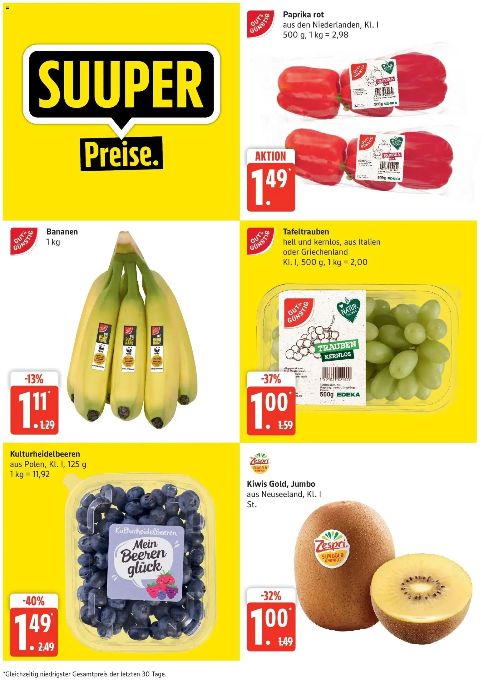 Edeka Prospekt Güstrow (ab 21.09.2026) » Angebote Online | Seite: 5 | Produkte: Trauben, Paprika rot, Bananen, Paprika