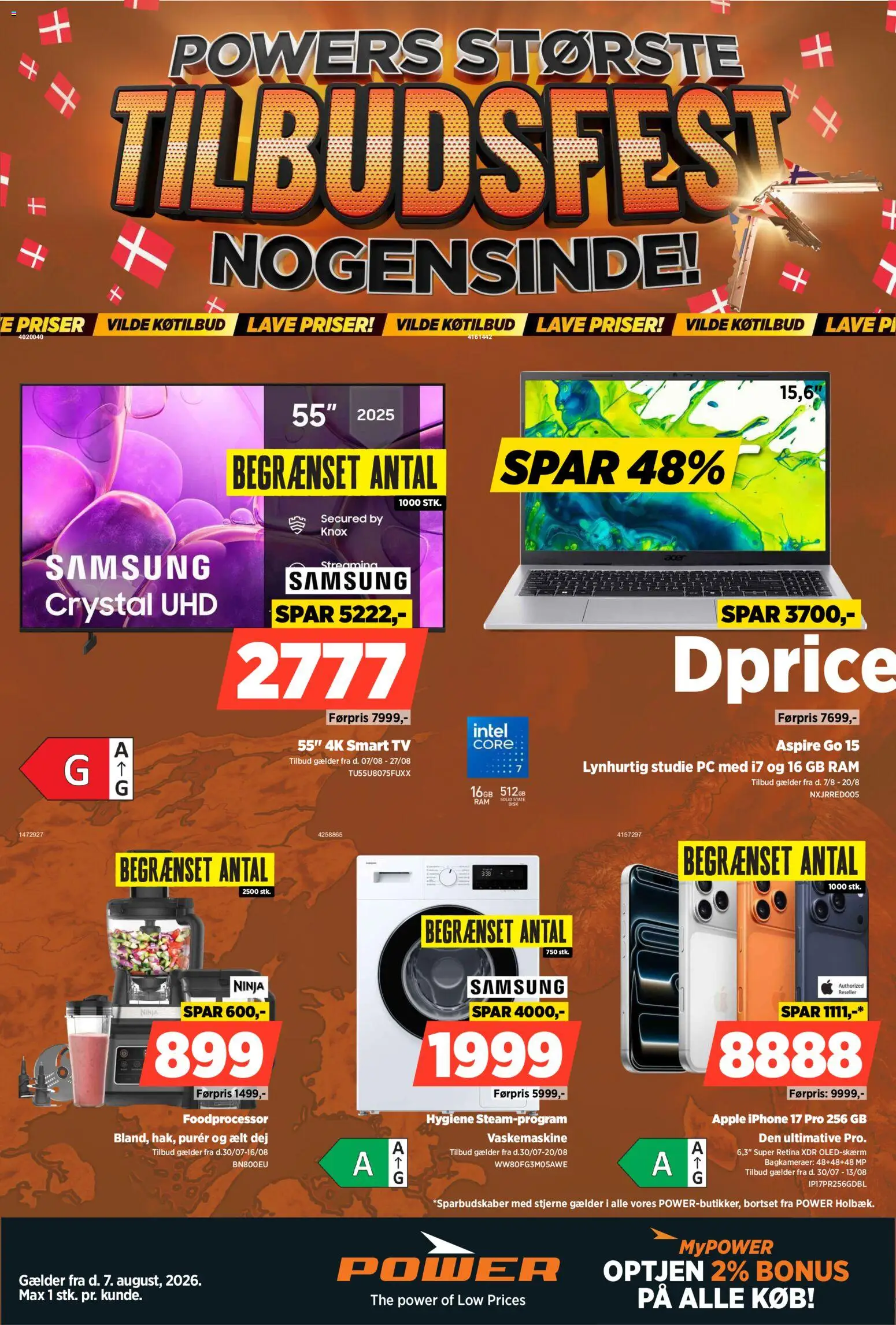 Power tilbudsavis – gyldig fra 07/08/2026 | Side: 1 | Produkter: RAM, Smart TV, TV, Foodprocessor