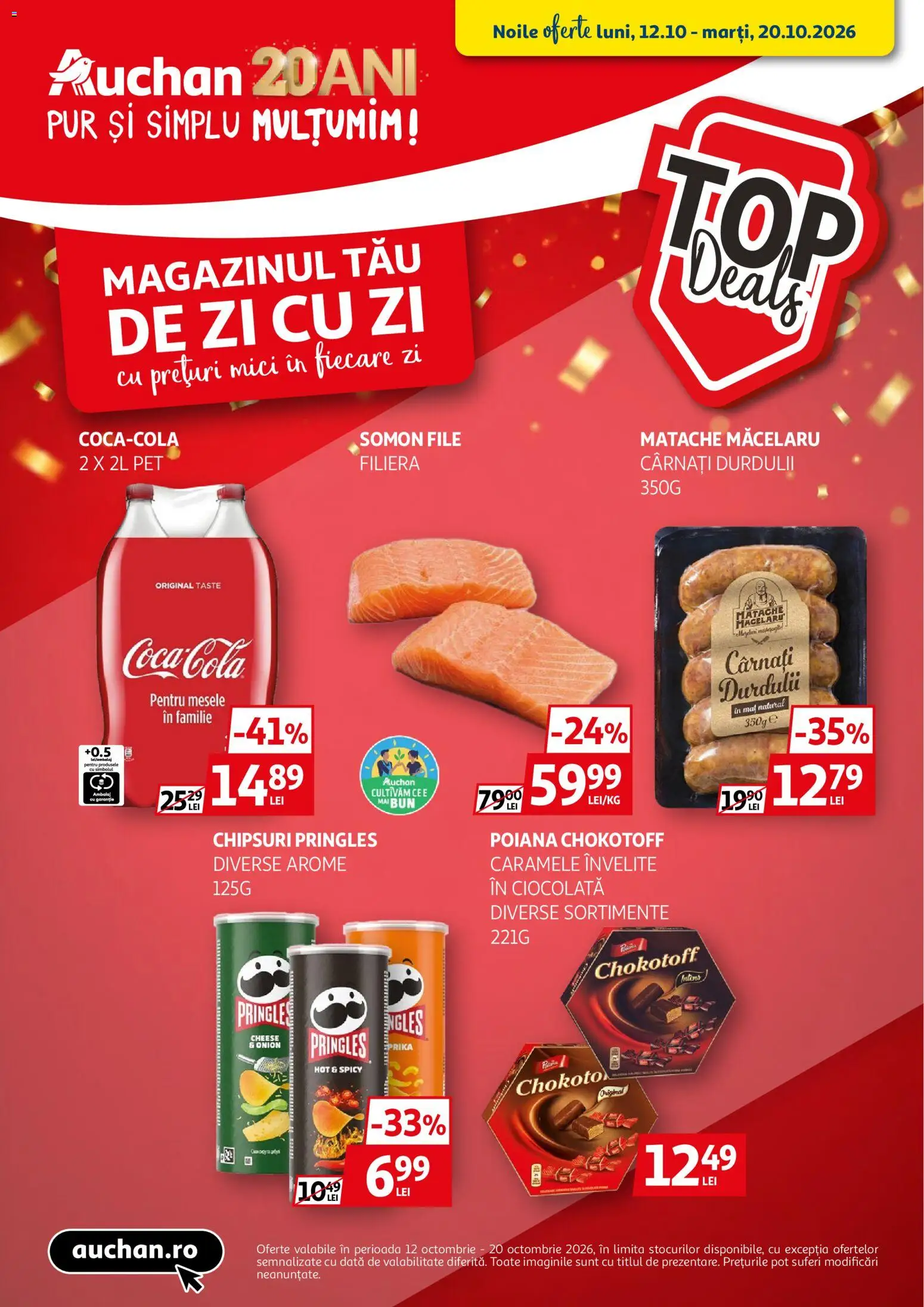 Noul catalog Auchan – valabil de la 12.10.2026 | Pagină: 1 | Produse: Pringles, Mici, Chipsuri, Cârnați