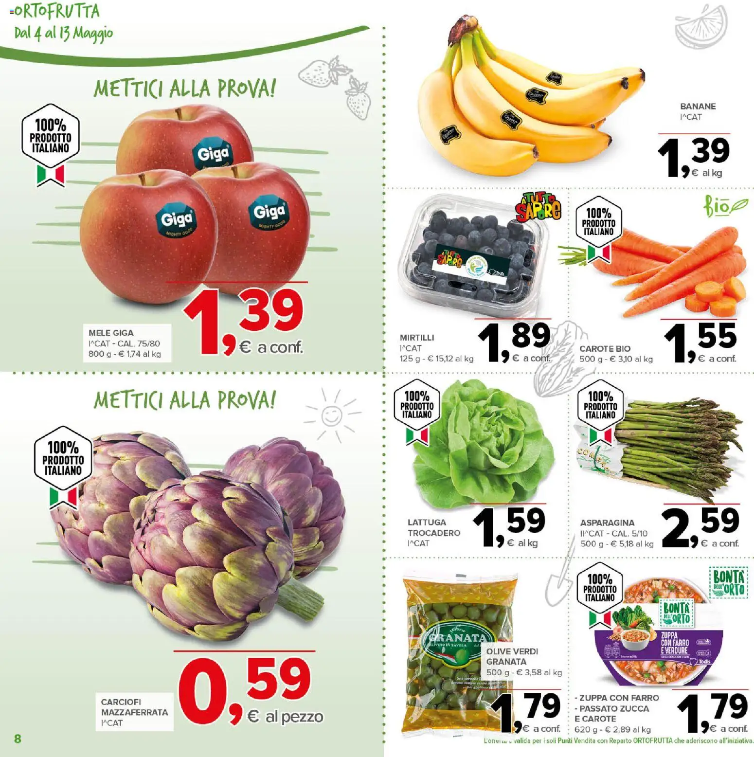 Volantino Todis del 04.05.2026 | Pagina: 8 | Prodotti: Olive, Zucca, Lattuga, Farro