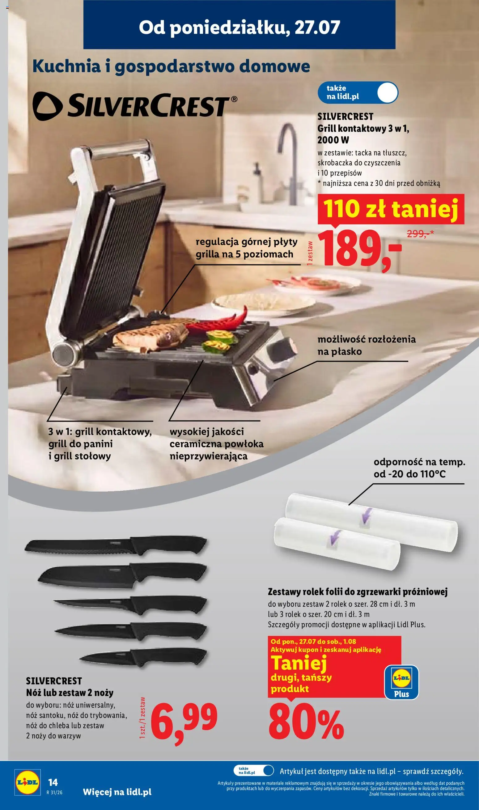 Lidl Katalog od 27.07.2026 | Strona: 14 | Produkty: Grill, Plyty, Panini