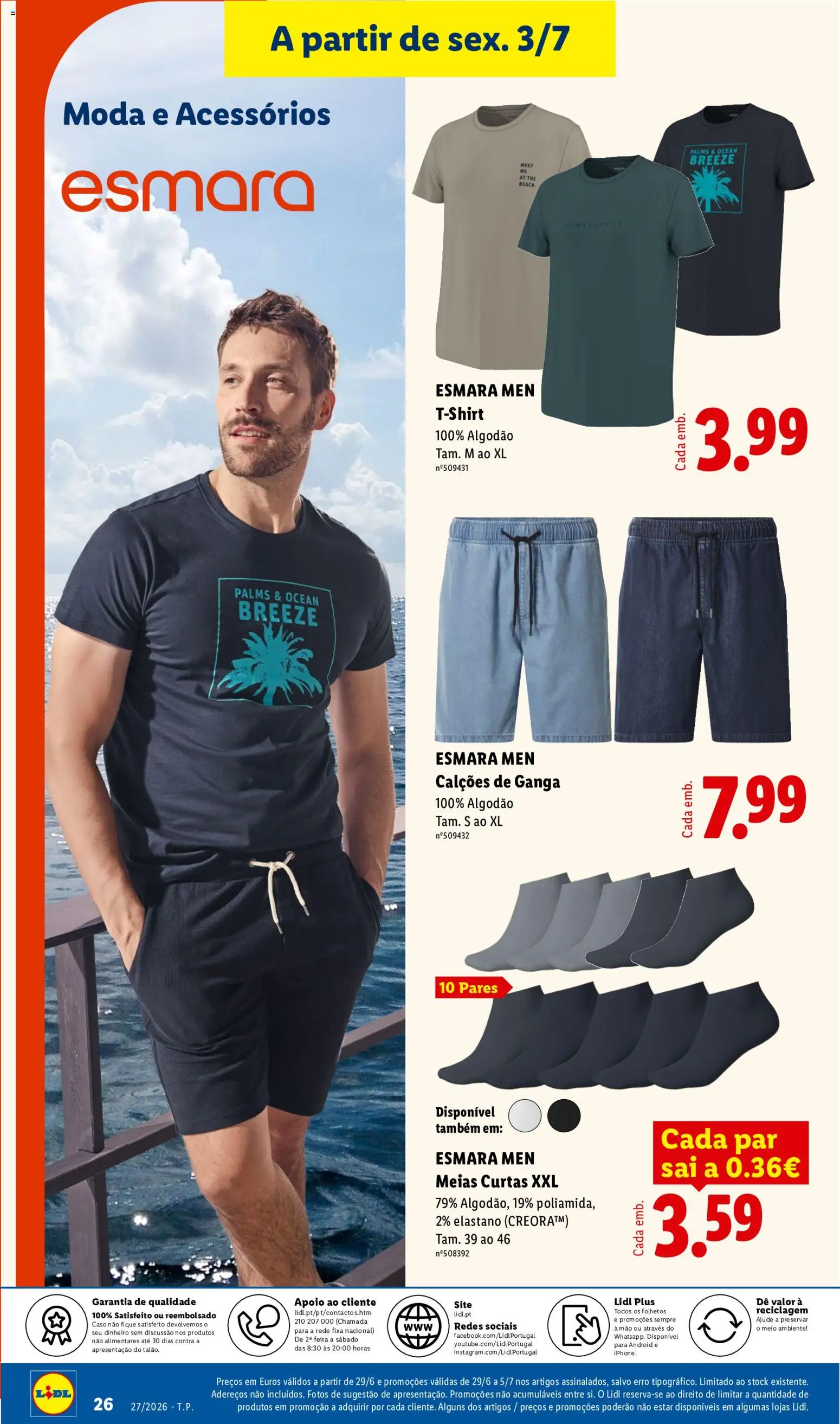 Lidl Novidades │ válido de 29/06/2026 | Página: 26 | Produtos: Algodão, Calções, Meias