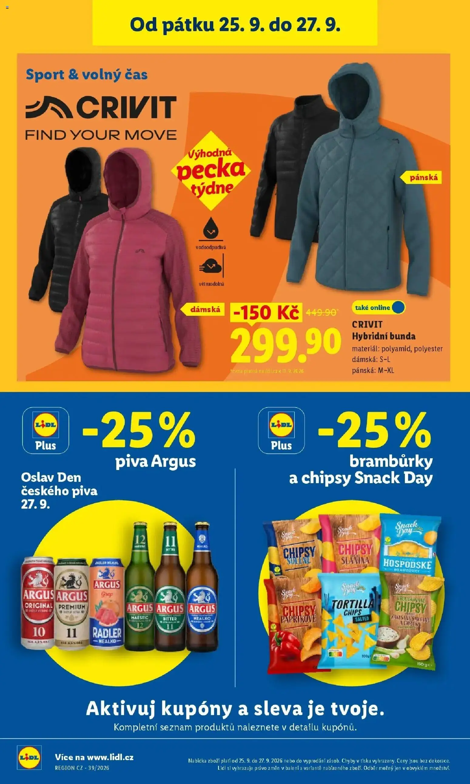 Lidl leták od 21.09.2026 - Nový akční leták | Strana: 20 | Produkty: Bunda, Bramburky, Argus, Chipsy