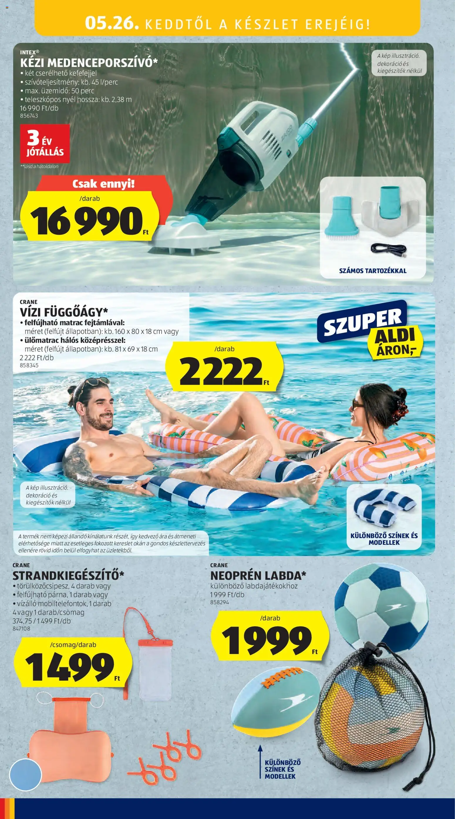 Aldi akciós ujság - amely érvényes a következő dátumtól: 21.05.2026 | Oldal: 22 | Termékek: Matrac, Felfújható matrac, Dekoráció
