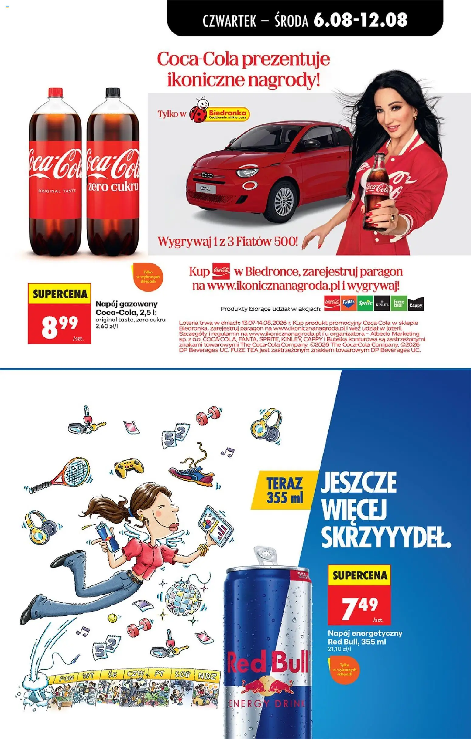 Biedronka gazetka od czwartku od 06.08.2026 | Strona: 73 | Produkty: Red bull, Sprite, Coca cola