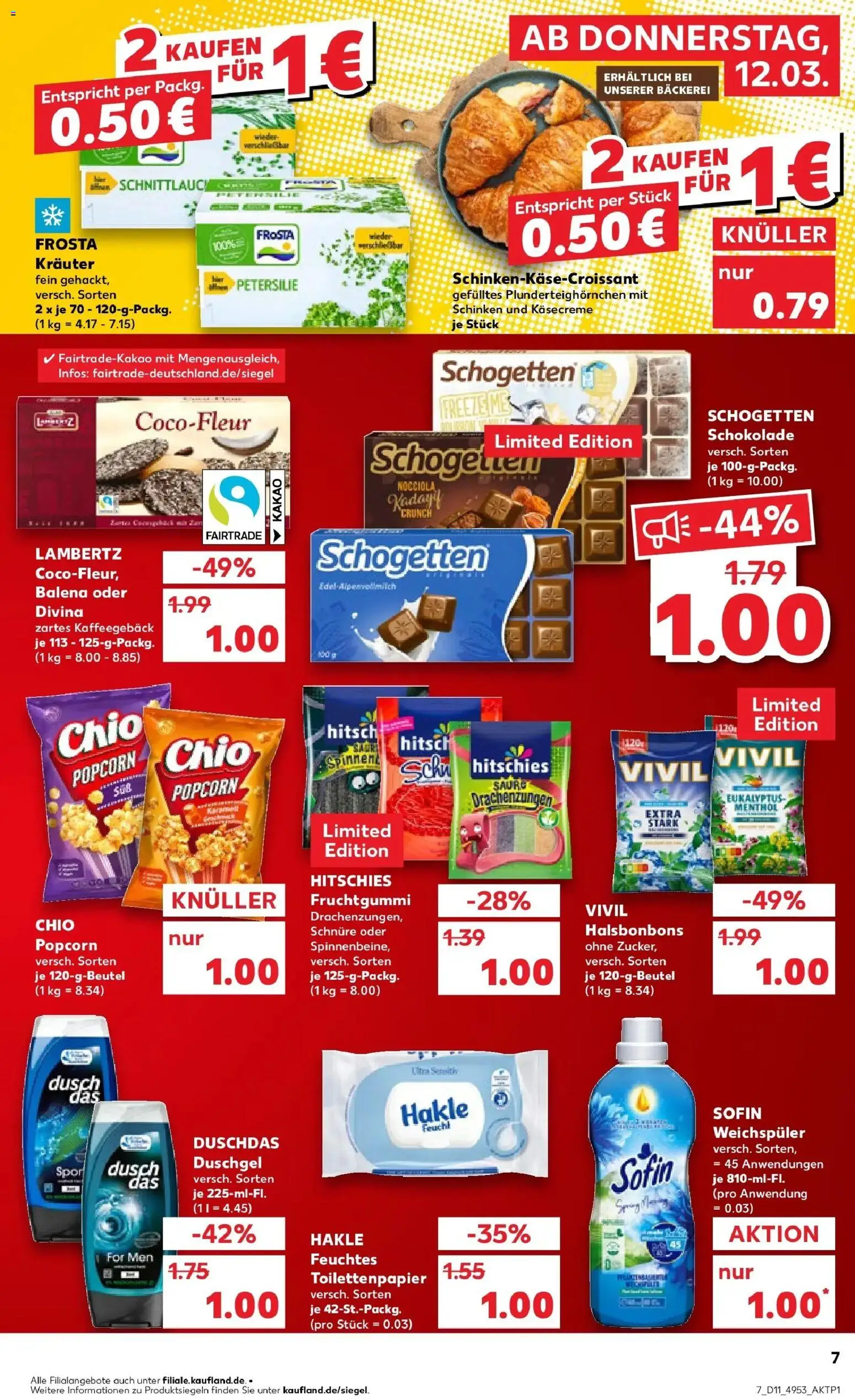Kaufland Prospekt Meppen	 – gültig ab 09.03.2026 | Seite: 19 | Produkte: Schokolade, Frosta, Schinken, Feuchtes Toilettenpapier