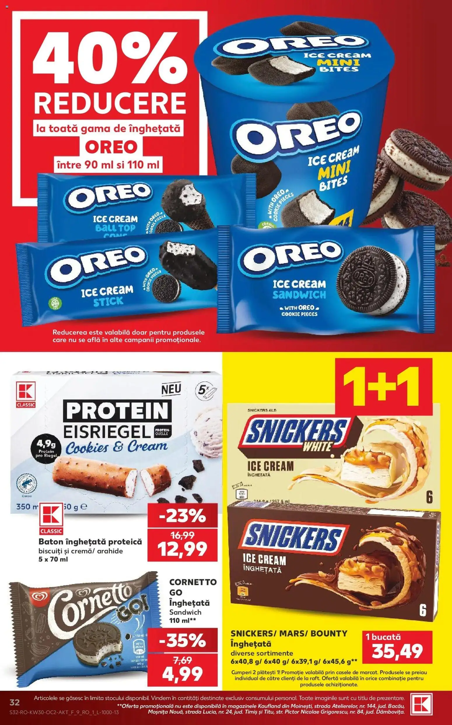 Noul catalog Kaufland – valabil de la 22.07.2026 | Pagină: 32 | Produse: Oreo, Top, Arahide, Biscuiți